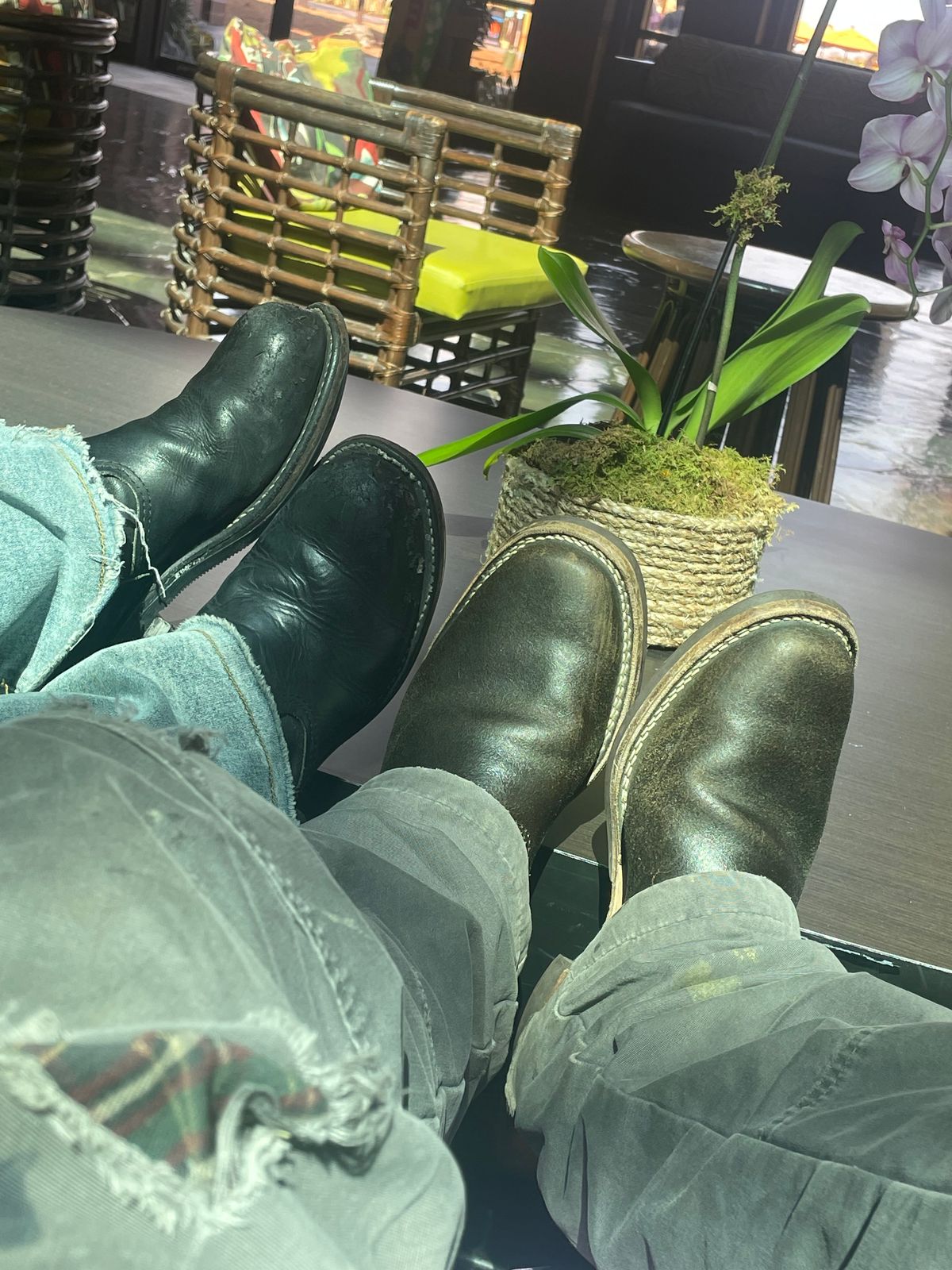 Photo by 9268Klondike on February 12, 2026 of the Wesco 1939 Engineer Boot in Horween Olive Waxed Flesh.