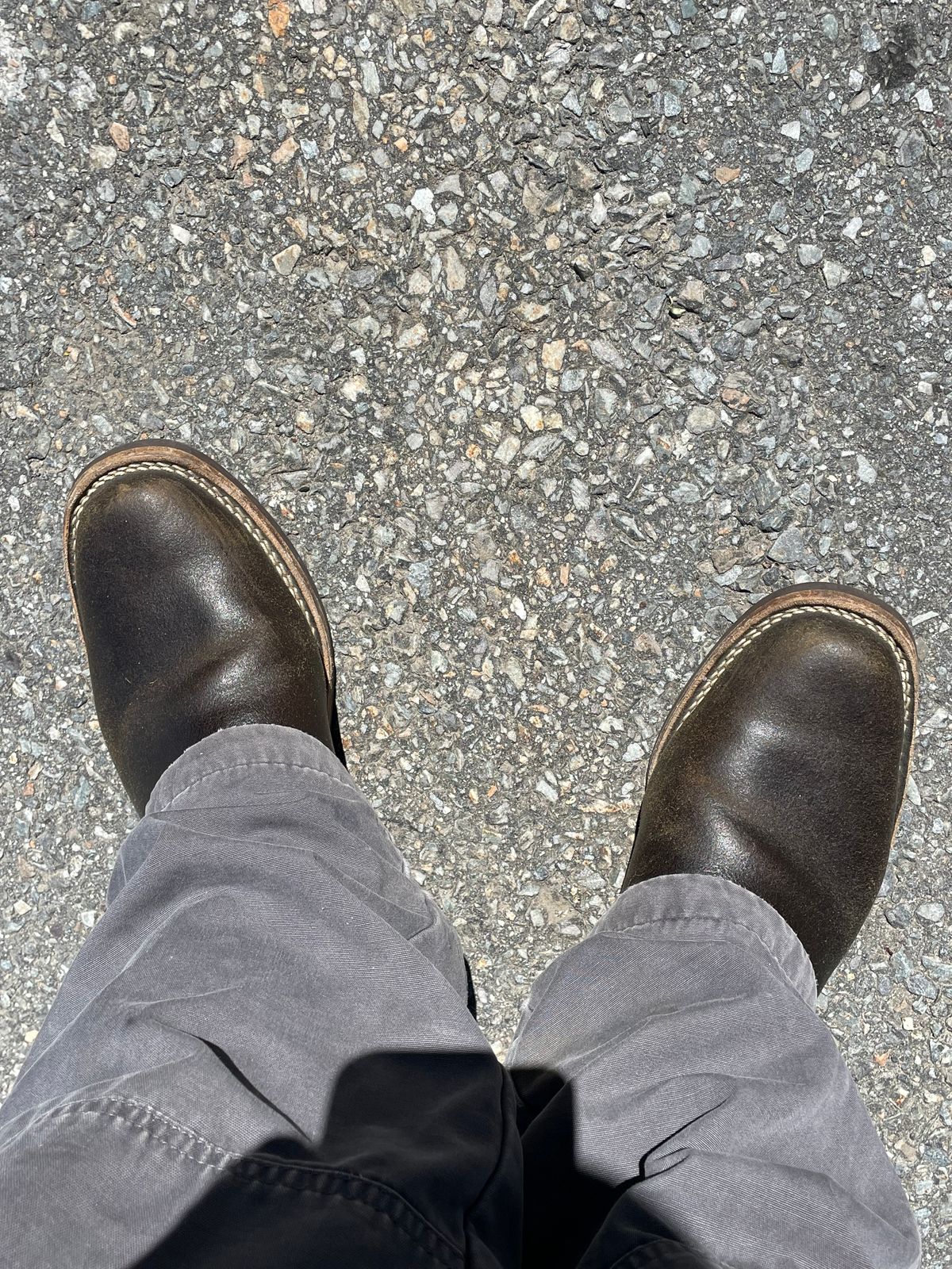 Photo by 9268Klondike on May 7, 2026 of the Wesco 1939 Engineer Boot in Horween Olive Waxed Flesh.