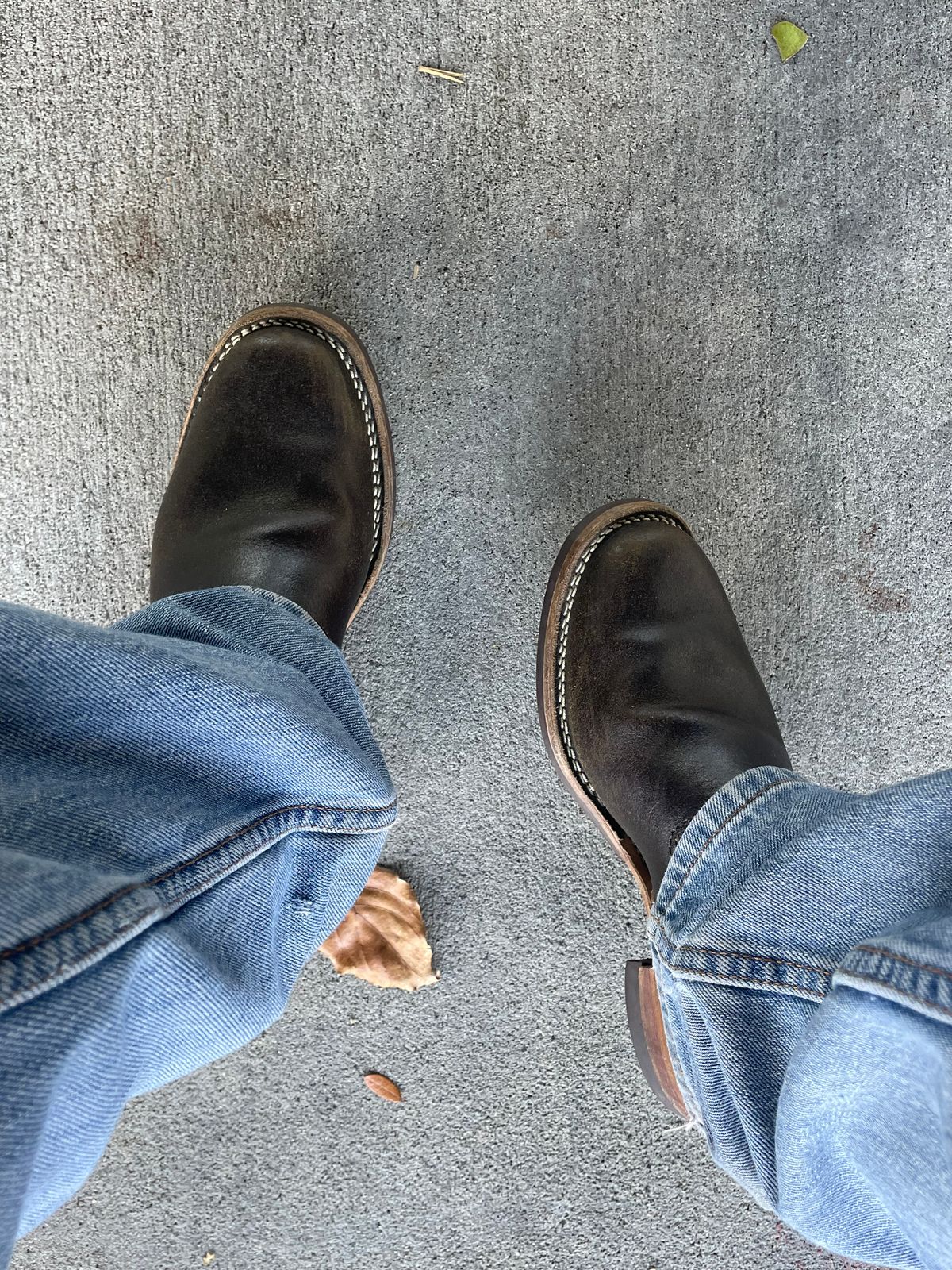 Photo by 9268Klondike on May 18, 2026 of the Wesco Quick Strikers in Horween Olive Waxed Flesh.