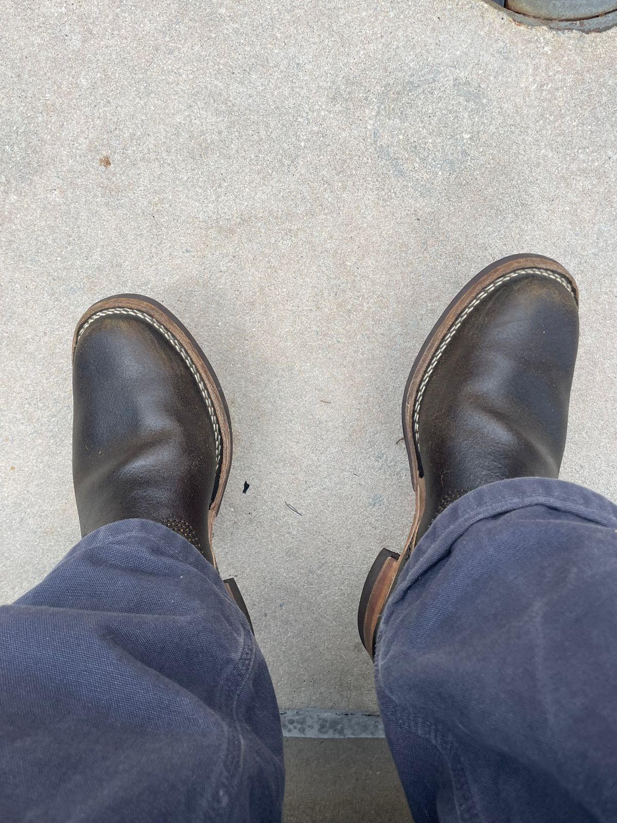 Photo by 9268Klondike on May 19, 2026 of the Wesco Quick Strikers in Horween Olive Waxed Flesh.