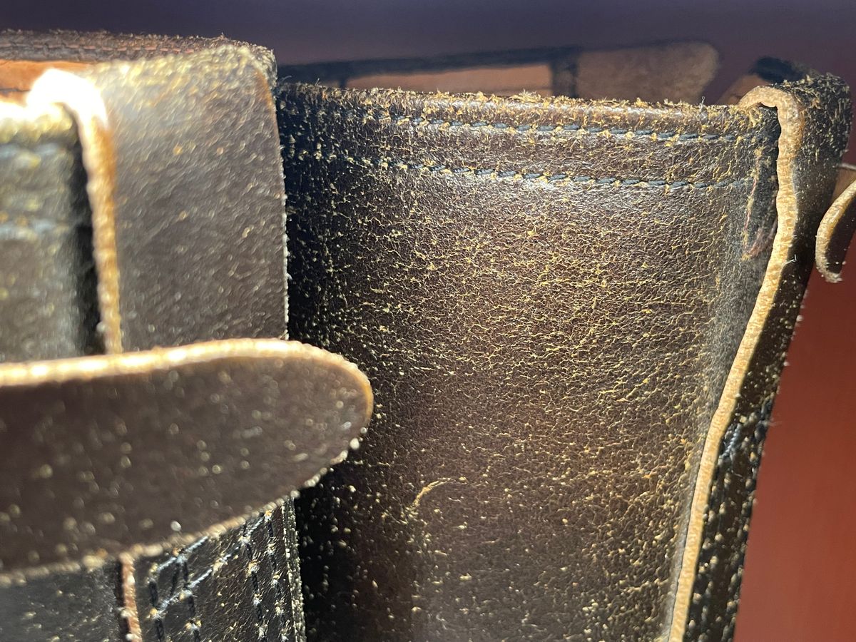 Photo by 9268Klondike on May 21, 2026 of the Wesco Quick Strikers in Horween Olive Waxed Flesh.