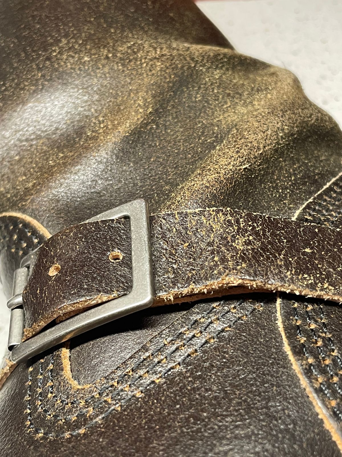 Photo by 9268Klondike on May 21, 2026 of the Wesco Quick Strikers in Horween Olive Waxed Flesh.