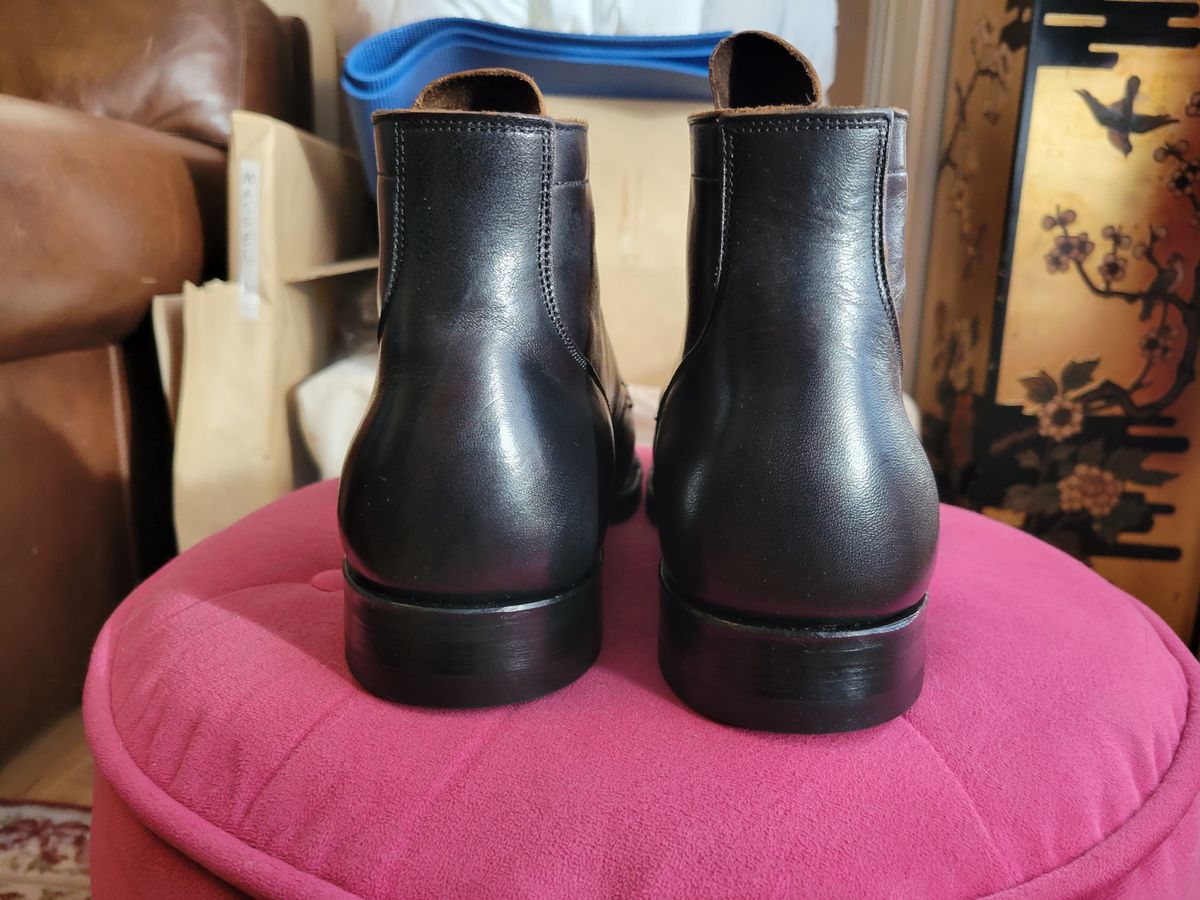Photo by CrizzleLovesNaps on October 1, 2022 of the Viberg Service Boot in Shinki Black Latigo Teacore Horsehide.