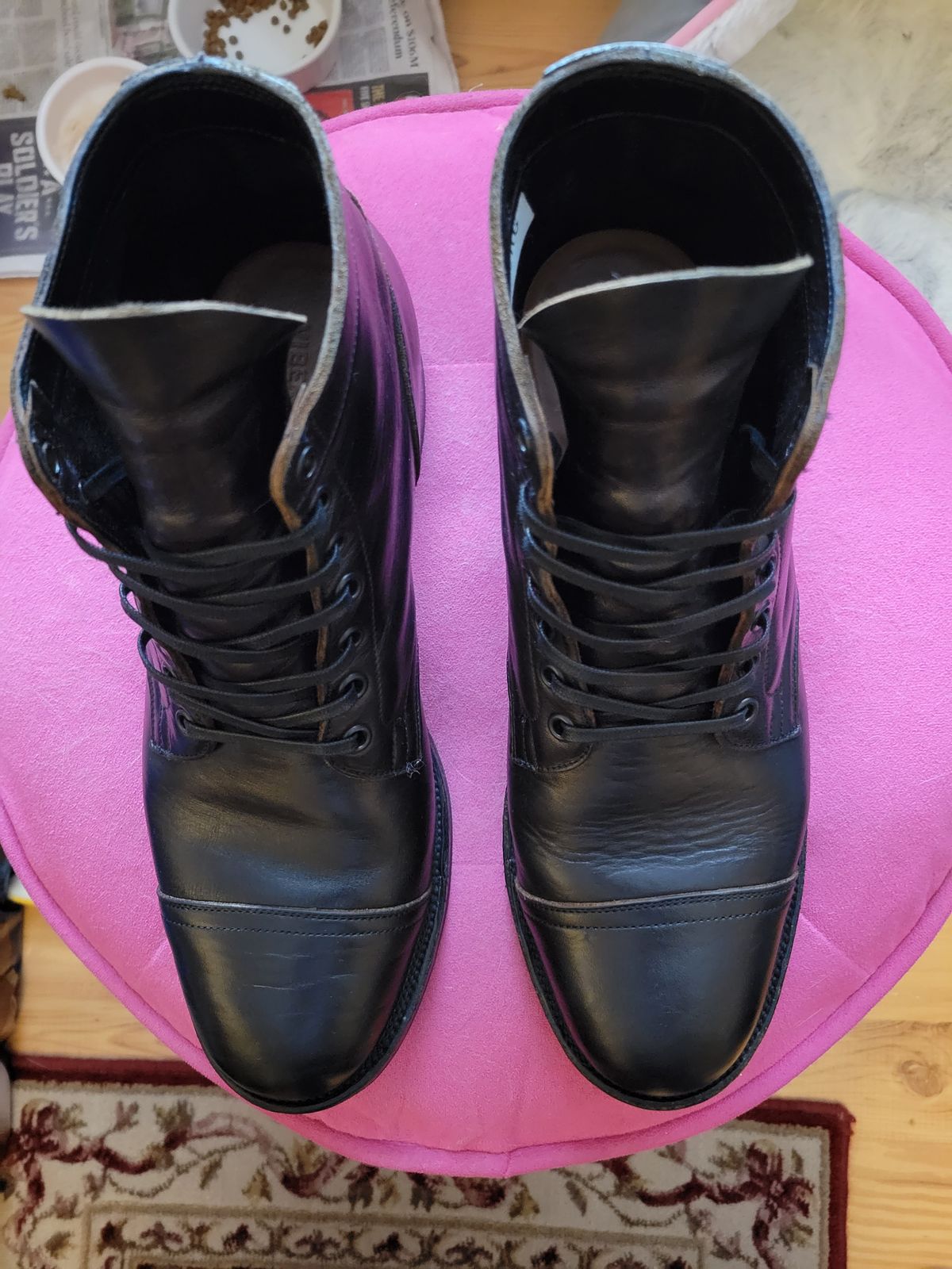 Photo by CrizzleLovesNaps on January 2, 2023 of the Viberg Service Boot in Shinki Black Latigo Teacore Horsehide.