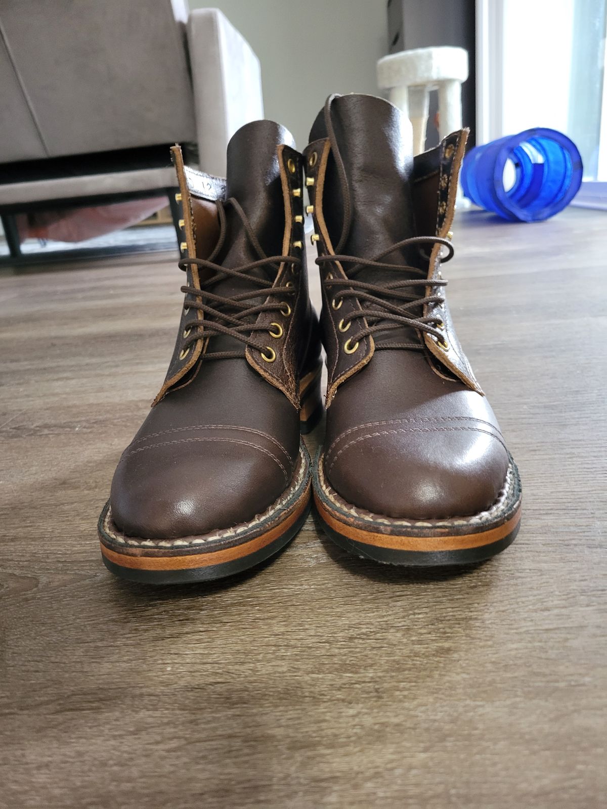Photo by CrizzleLovesNaps on October 1, 2023 of the White's MP-M1TC in Seidel Brown Dress & Horween Dark Brown Waxed Flesh.