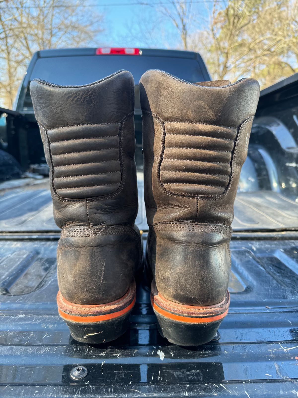 Photo by HensleyBrandon on February 5, 2024 of the Chippewa Thunderstruck 10" Logger in Brunette Waterproof Full Grain.