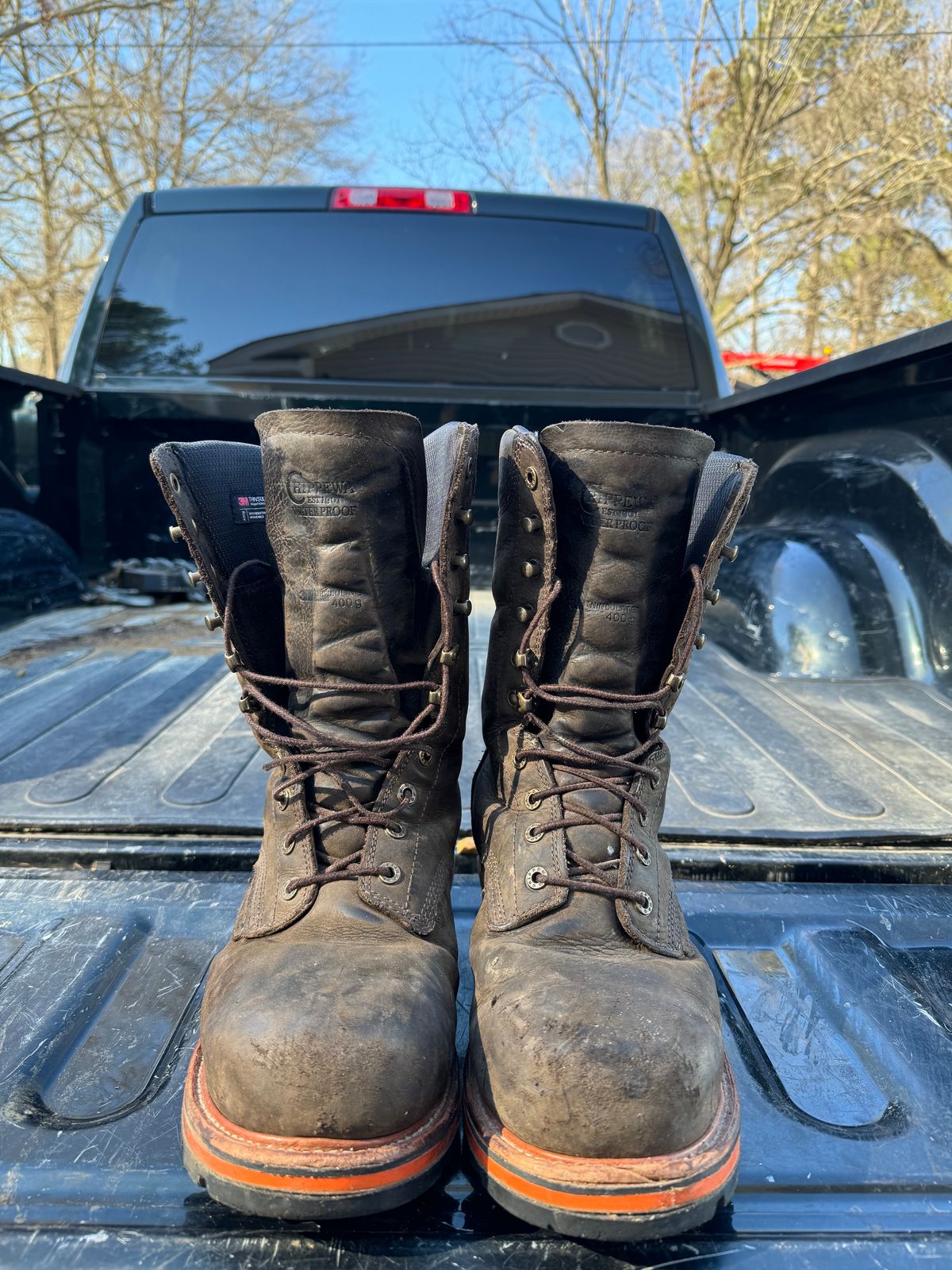 Photo by HensleyBrandon on February 5, 2024 of the Chippewa Thunderstruck 10" Logger in Brunette Waterproof Full Grain.