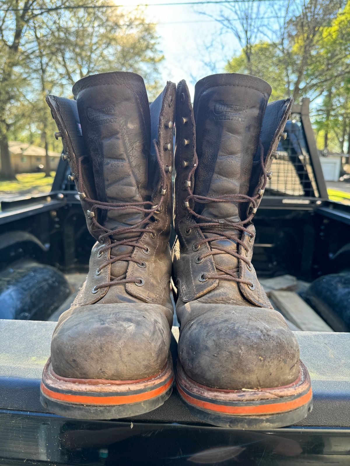 Photo by HensleyBrandon on April 2, 2024 of the Chippewa Thunderstruck 10" Logger in Brunette Waterproof Full Grain.