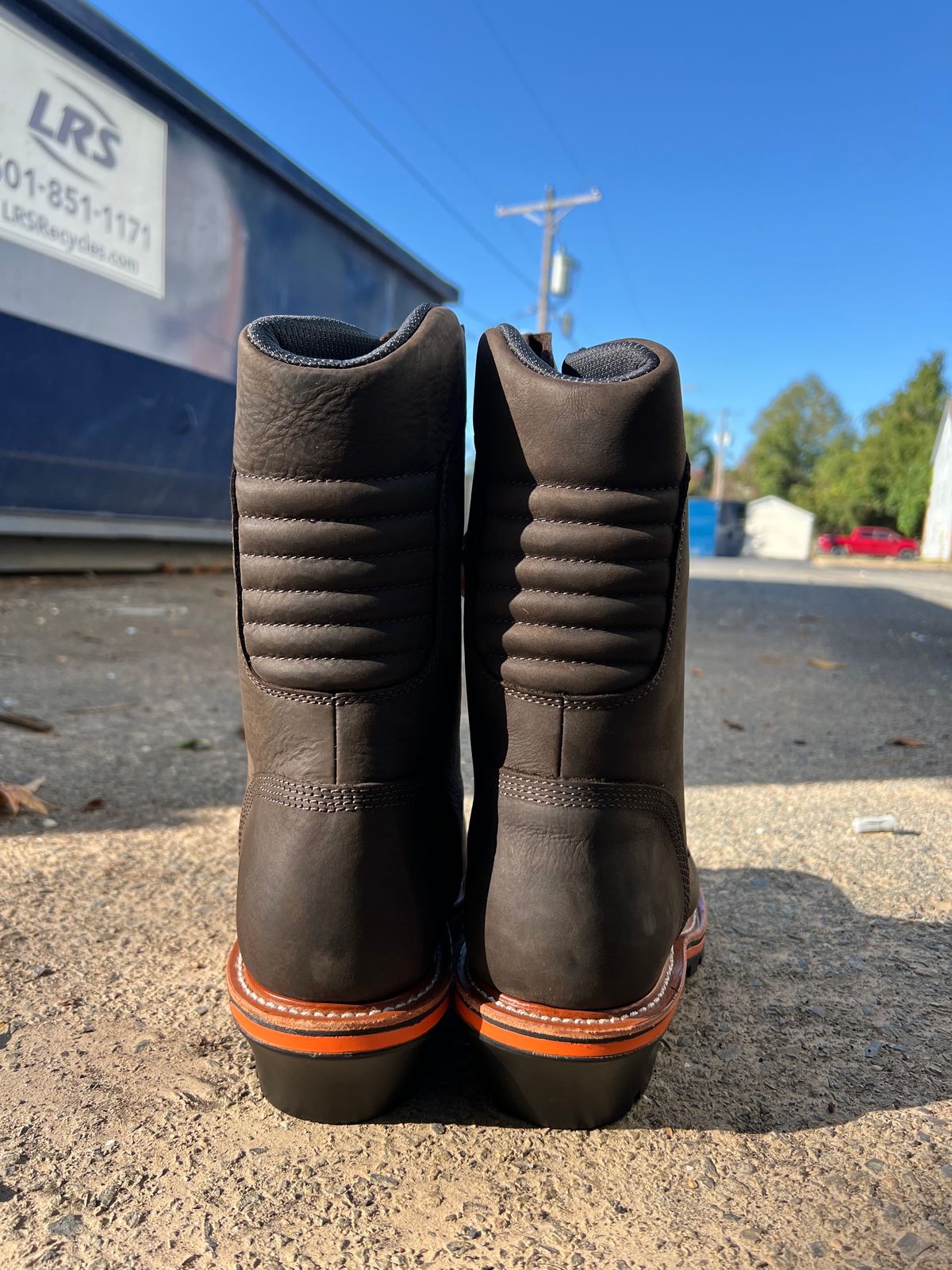 Photo by HensleyBrandon on October 6, 2023 of the Chippewa Thunderstruck 10" Logger in Brunette Waterproof Full Grain.