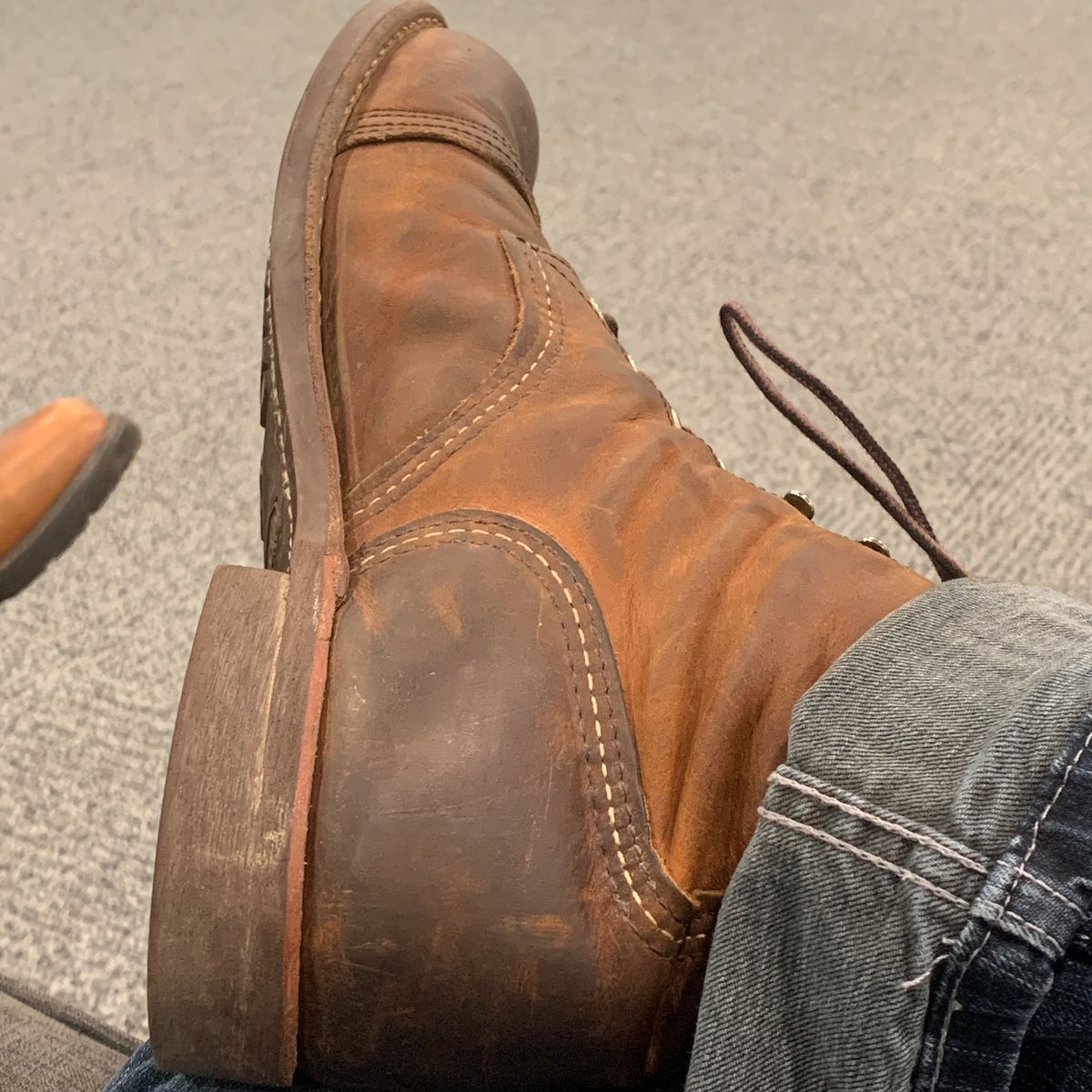 Photo by cjmartindesign on July 17, 2022 of the Red Wing Iron Ranger in S.B. Foot Copper Rough and Tough.