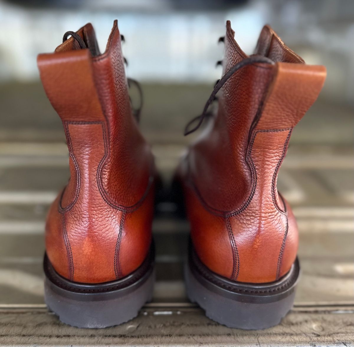Photo by downunderthunder on October 1, 2023 of the Edward Green Galway in Rosewood Country Calf.