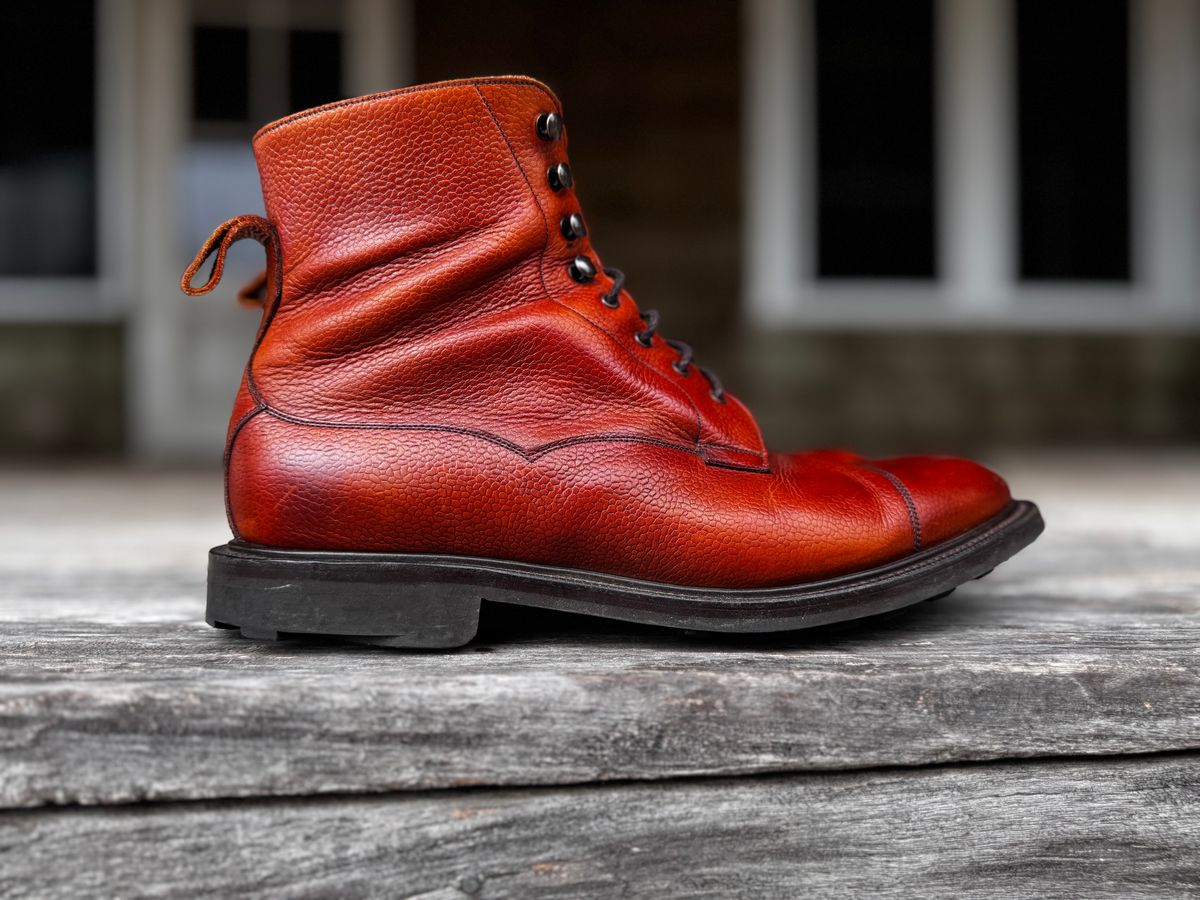 Photo by downunderthunder on November 5, 2023 of the Edward Green Galway in Rosewood Country Calf.