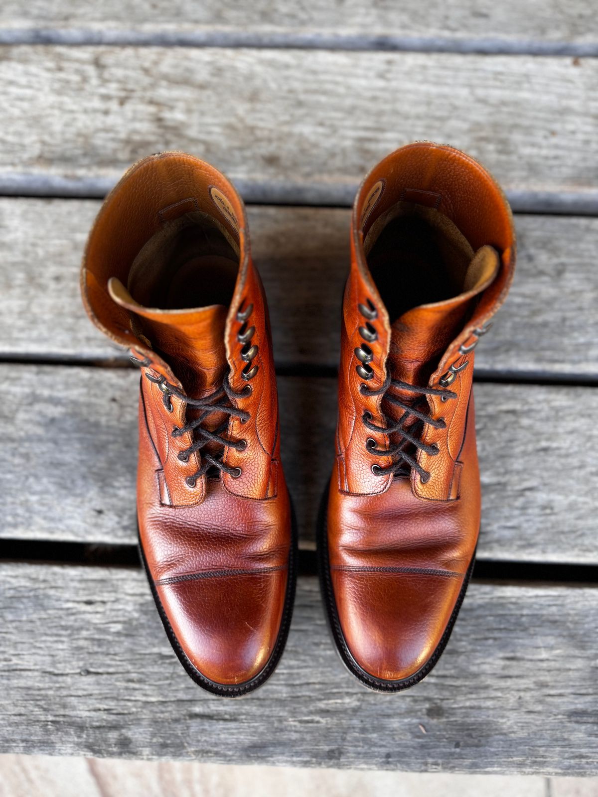 Photo by downunderthunder on December 5, 2023 of the Edward Green Galway in Rosewood Country Calf.