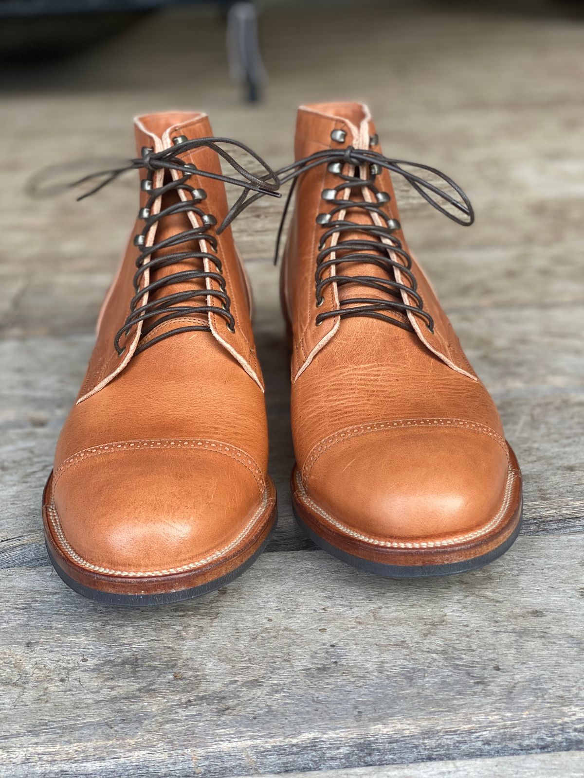 Photo by downunderthunder on October 1, 2022 of the Viberg Service Boot in Horween Natural Dublin.