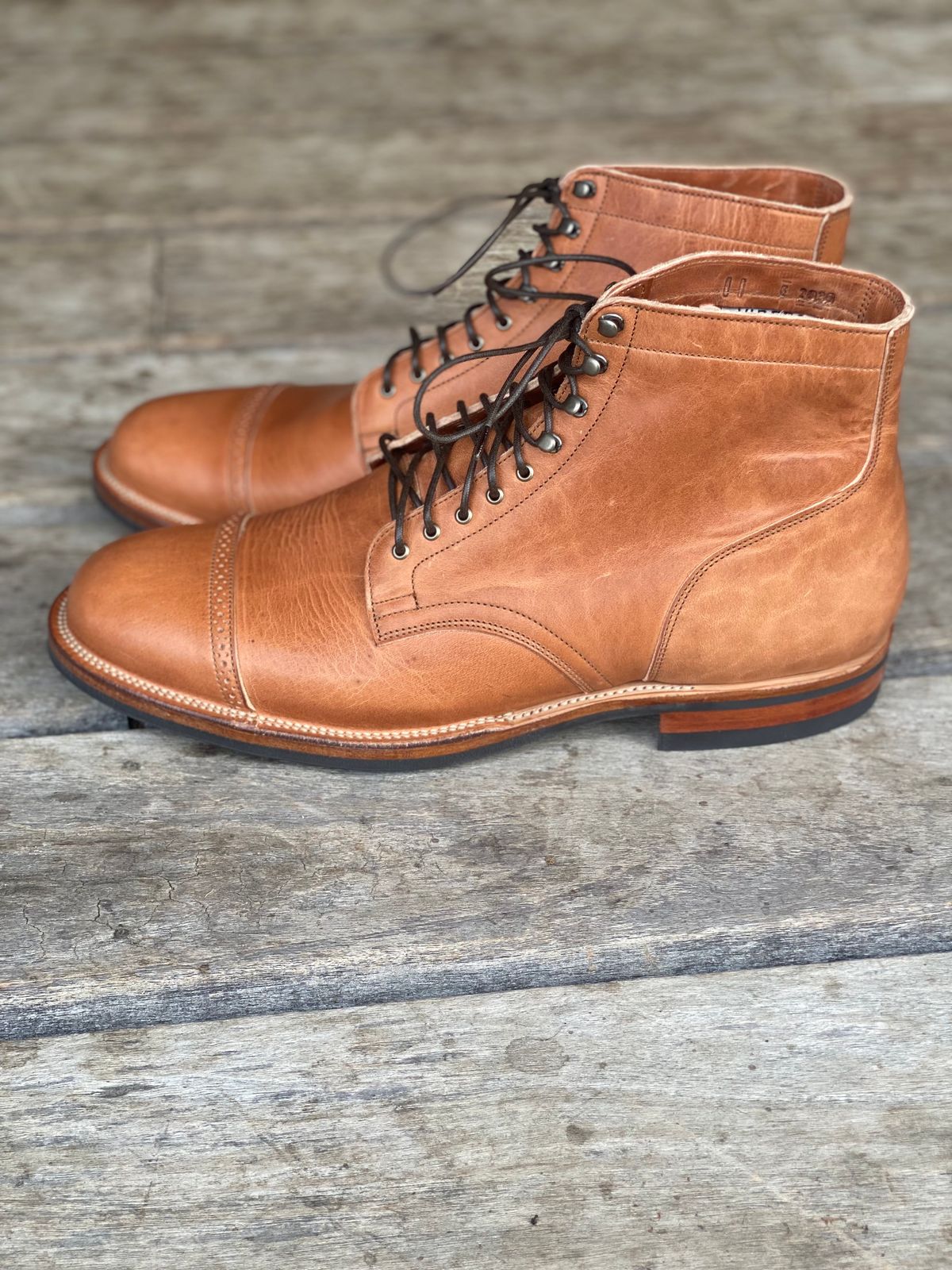 Photo by downunderthunder on October 1, 2022 of the Viberg Service Boot in Horween Natural Dublin.