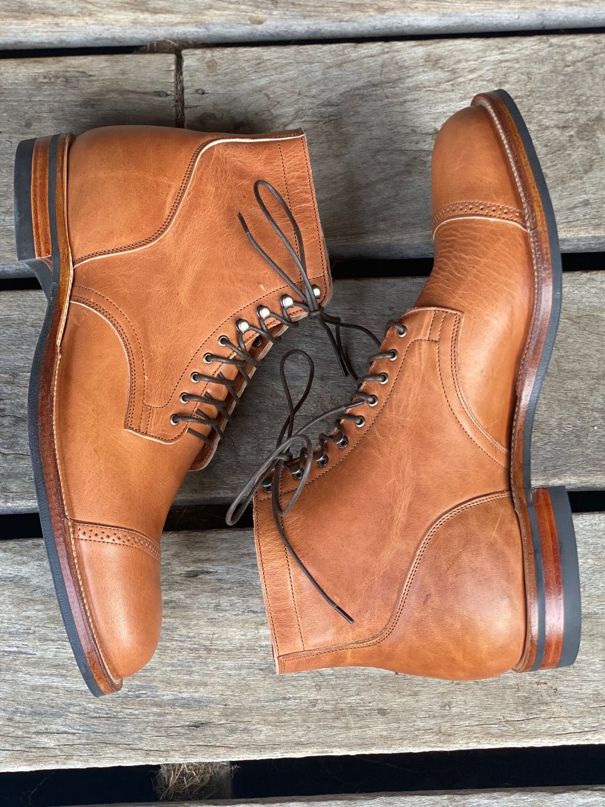 Photo by downunderthunder on October 1, 2022 of the Viberg Service Boot in Horween Natural Dublin.