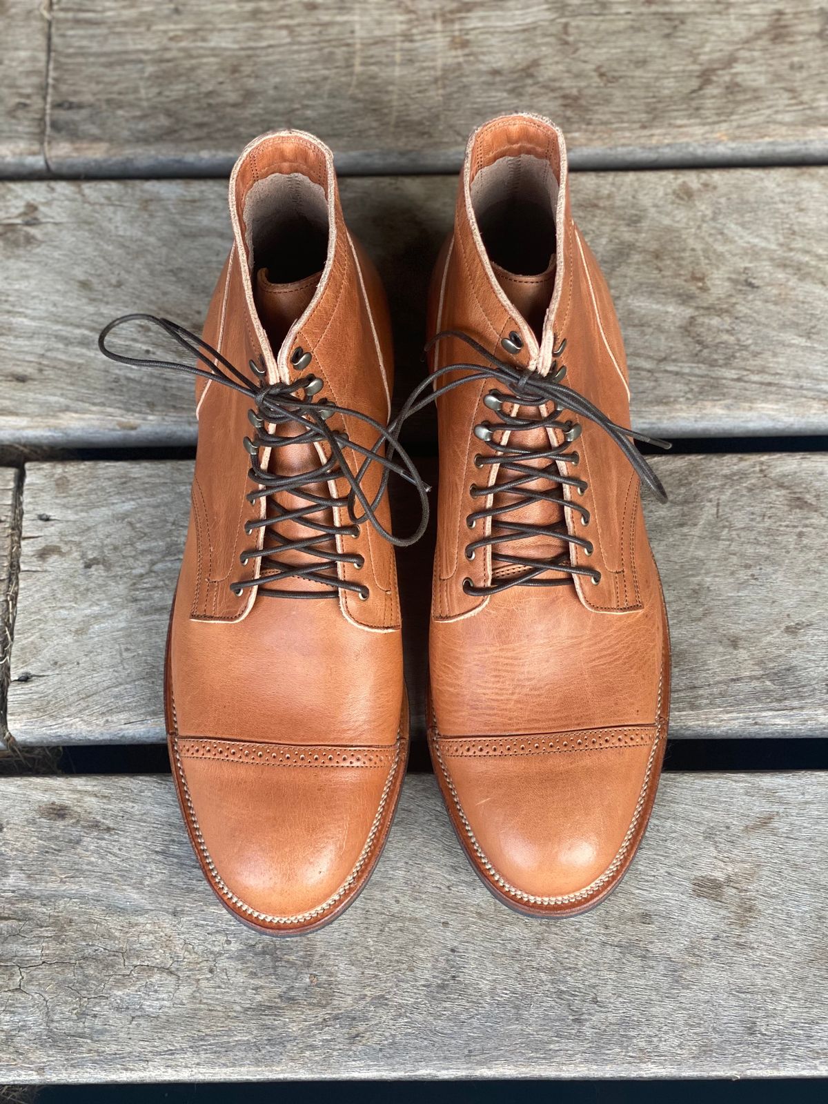 Photo by downunderthunder on October 1, 2022 of the Viberg Service Boot in Horween Natural Dublin.