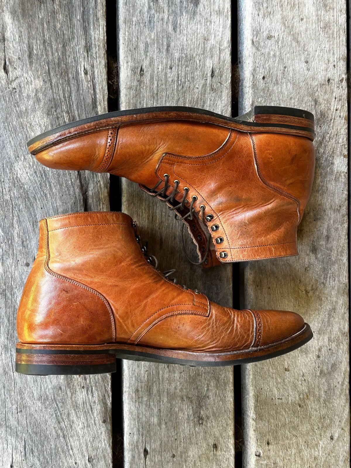 Photo by downunderthunder on December 5, 2022 of the Viberg Service Boot in Horween Natural Dublin.