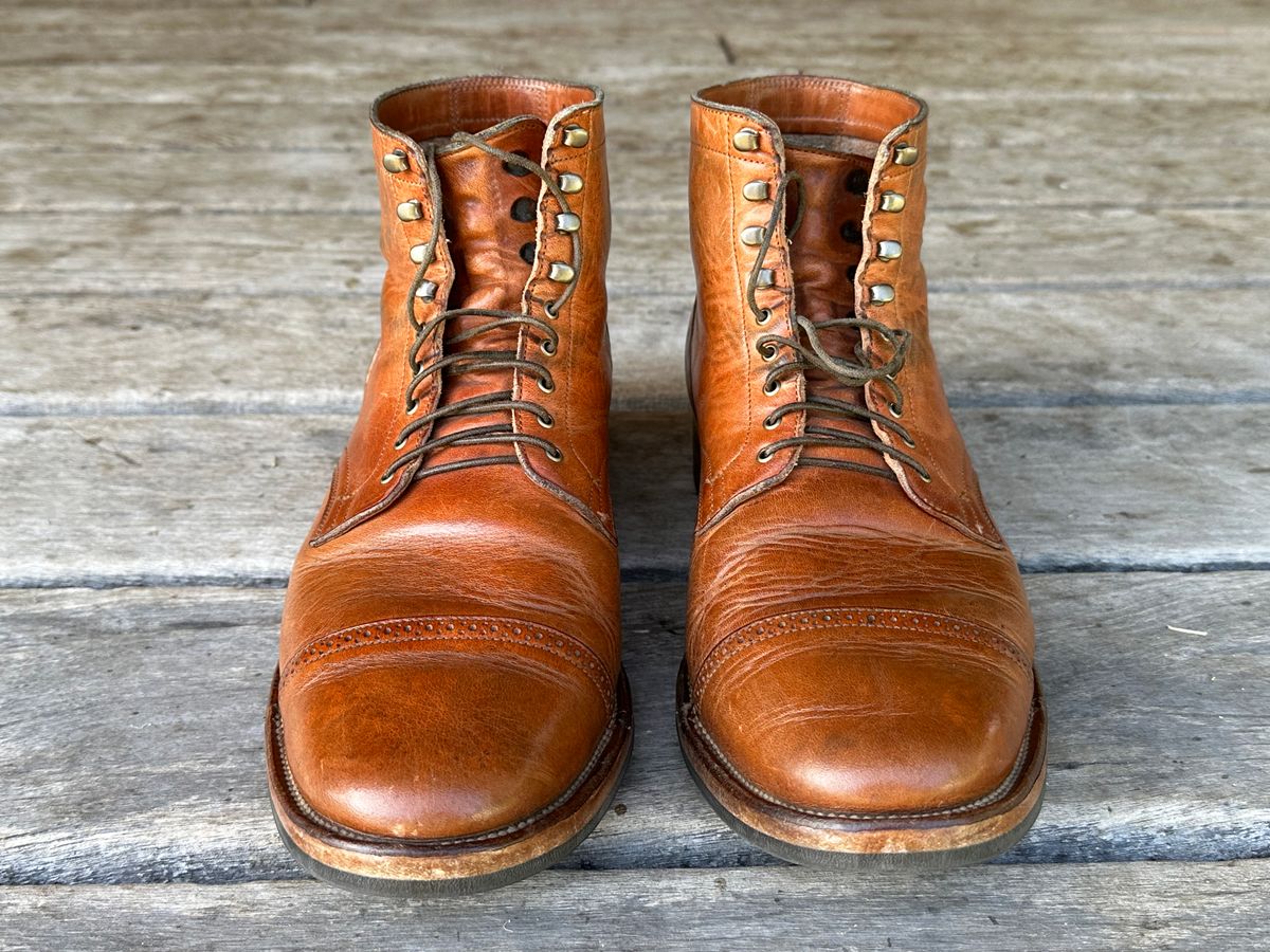 Photo by downunderthunder on January 1, 2023 of the Viberg Service Boot in Horween Natural Dublin.