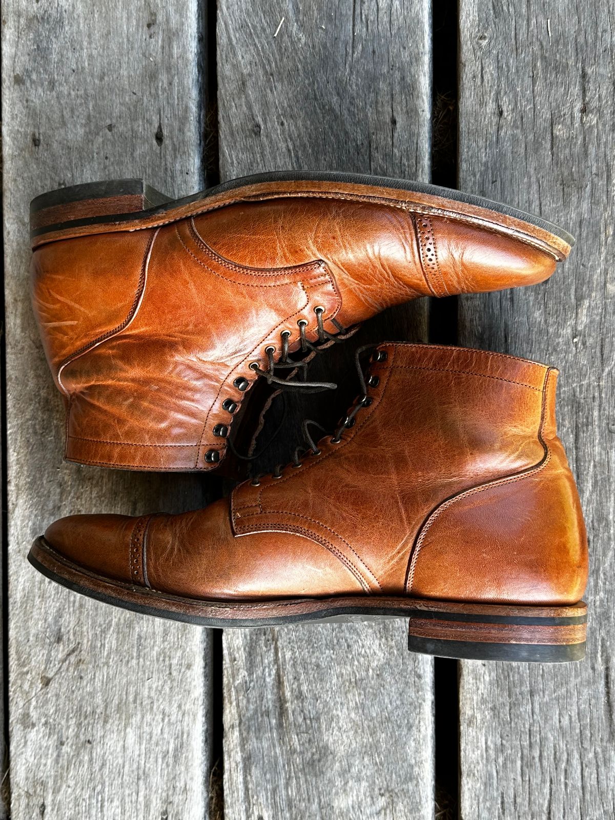 Photo by downunderthunder on January 1, 2023 of the Viberg Service Boot in Horween Natural Dublin.