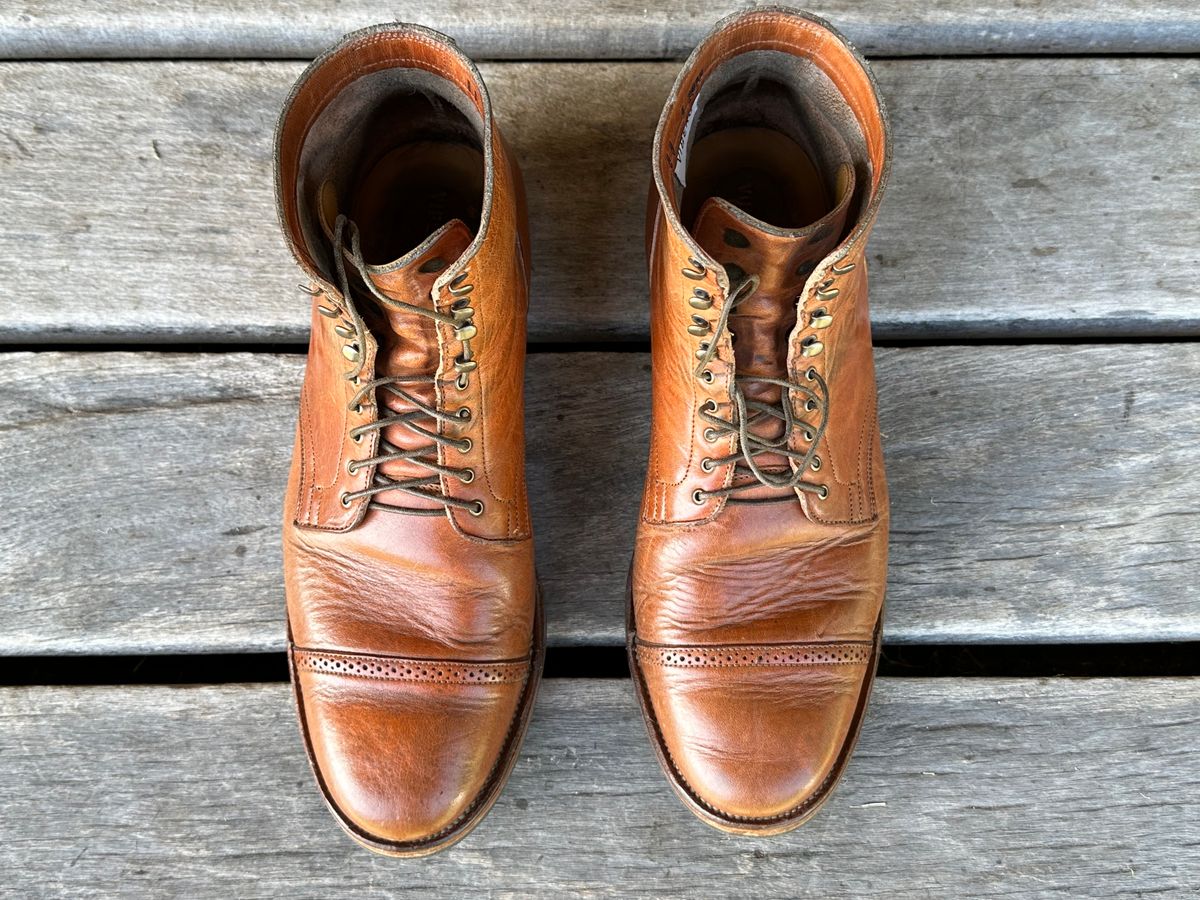 Photo by downunderthunder on January 1, 2023 of the Viberg Service Boot in Horween Natural Dublin.