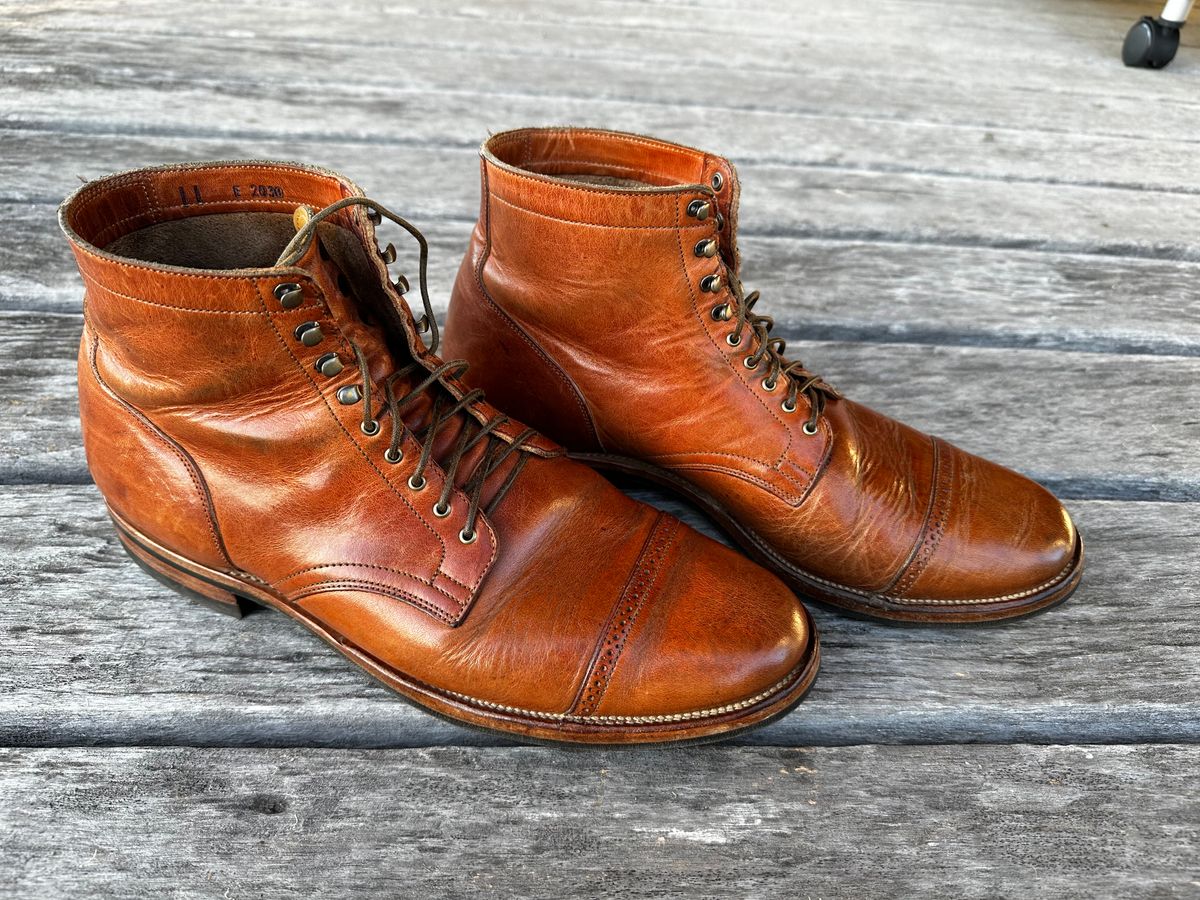 Photo by downunderthunder on April 5, 2023 of the Viberg Service Boot in Horween Natural Dublin.