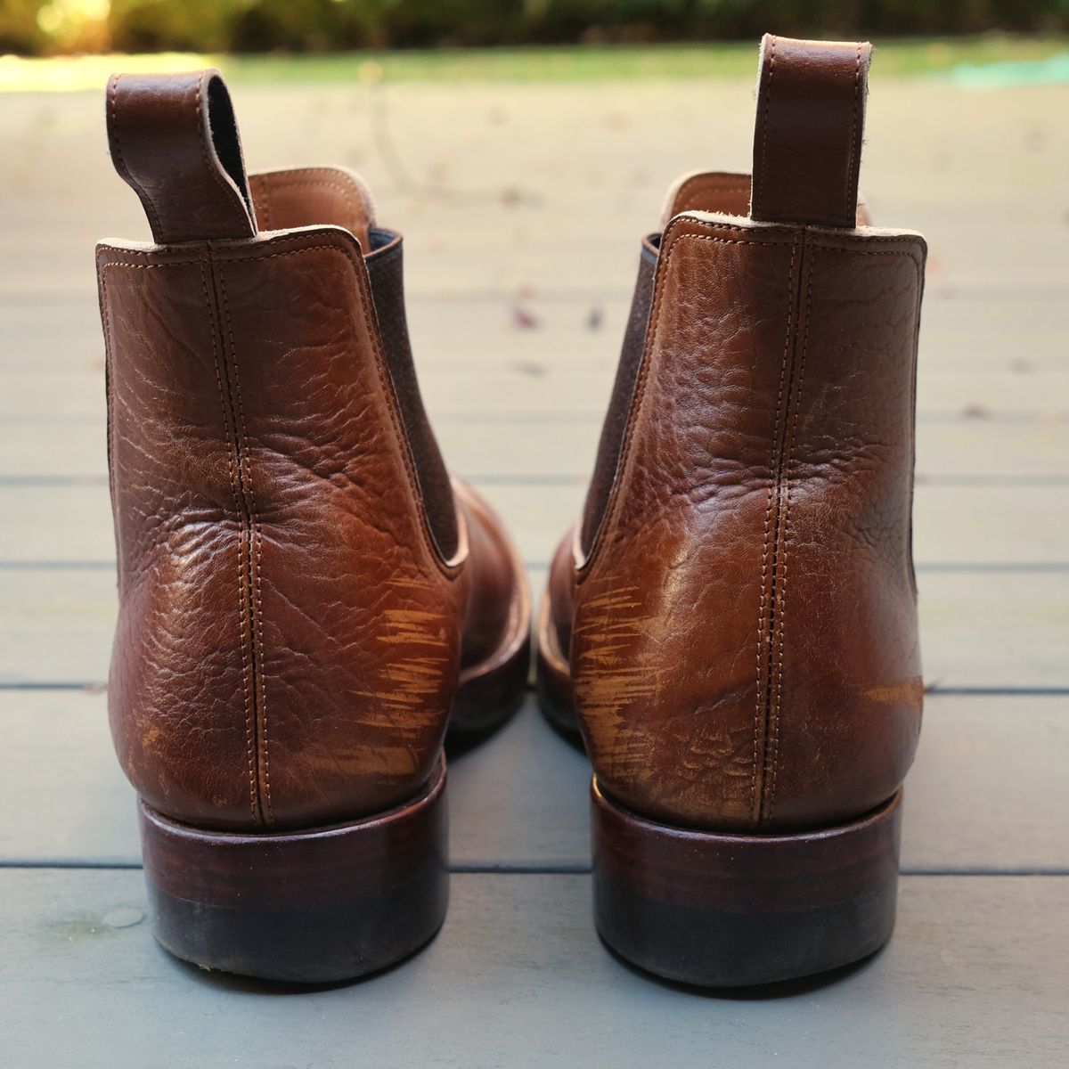 Photo by ath on December 2, 2022 of the Benzein The Seventh Chelsea Boot in Shinki Brown Oiled Horsebutt.