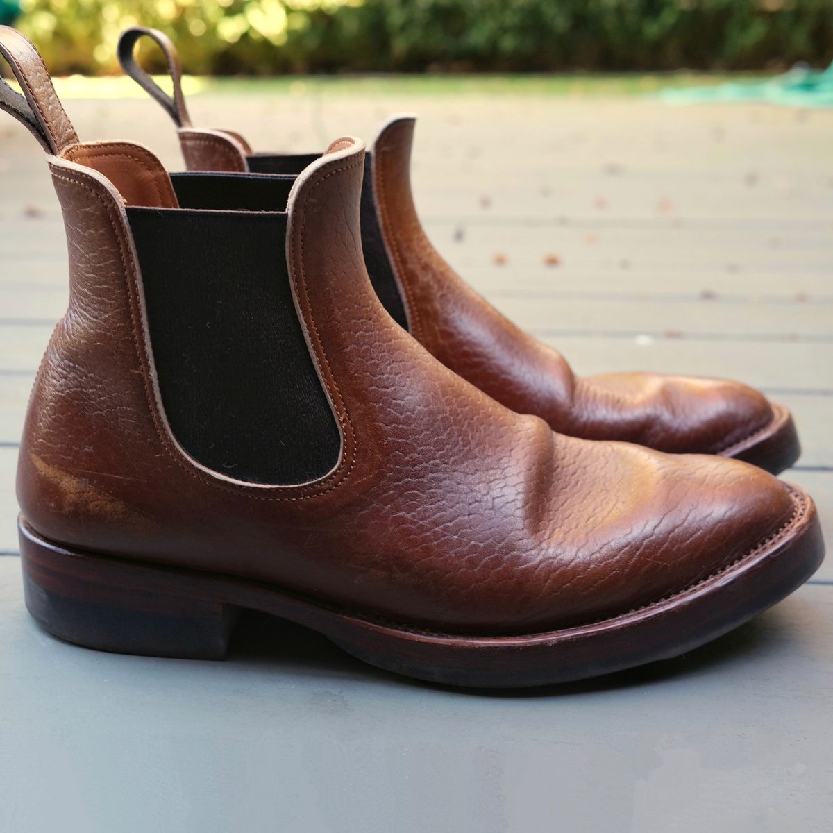 Photo by ath on December 2, 2022 of the Benzein The Seventh Chelsea Boot in Shinki Brown Oiled Horsebutt.