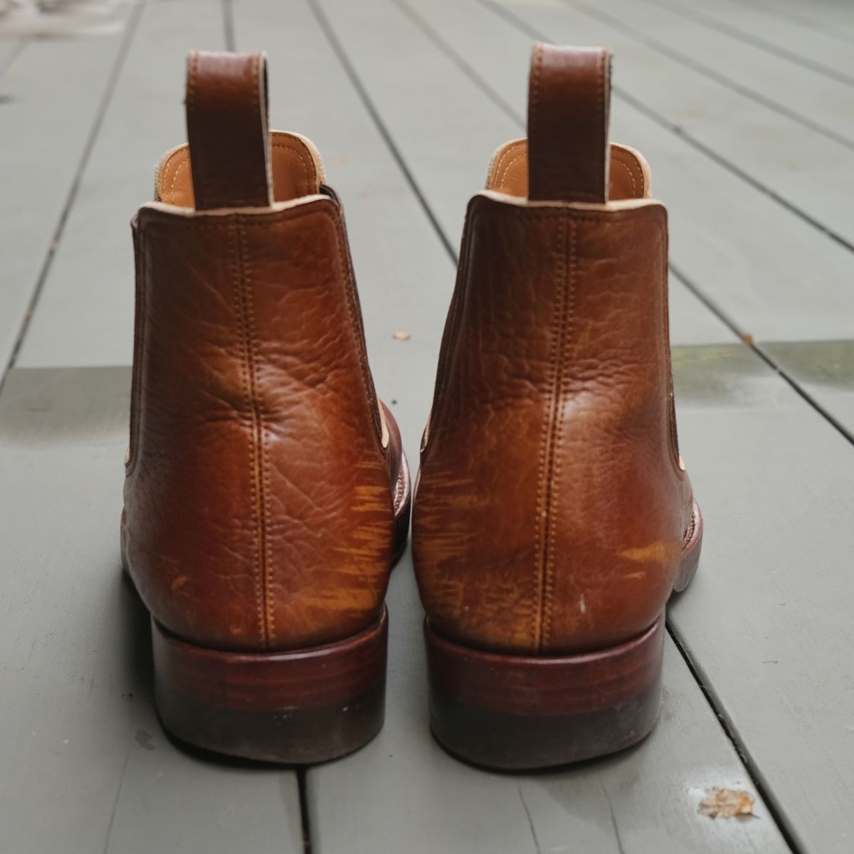 Photo by ath on January 6, 2023 of the Benzein The Seventh Chelsea Boot in Shinki Brown Oiled Horsebutt.