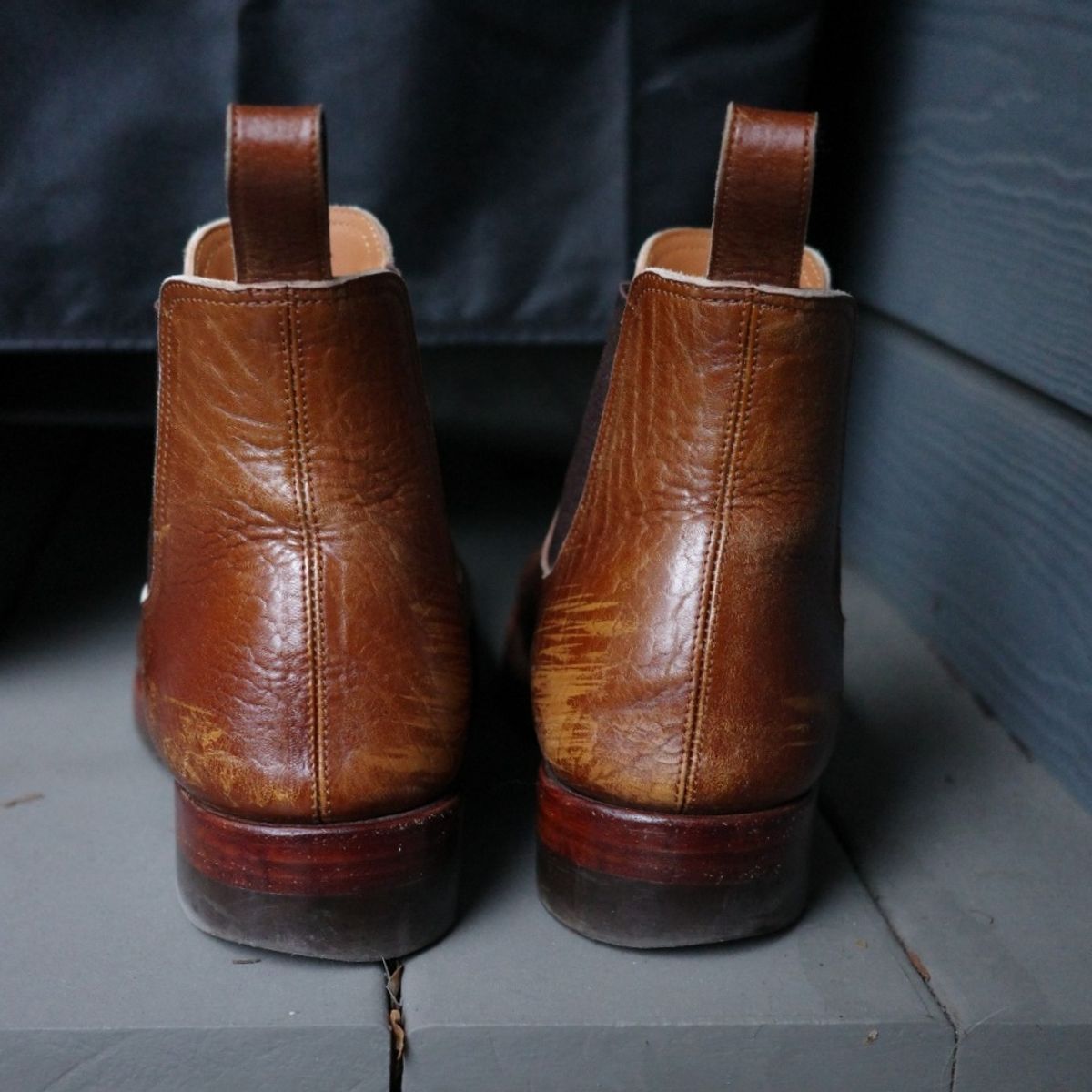 Photo by ath on February 5, 2023 of the Benzein The Seventh Chelsea Boot in Shinki Brown Oiled Horsebutt.