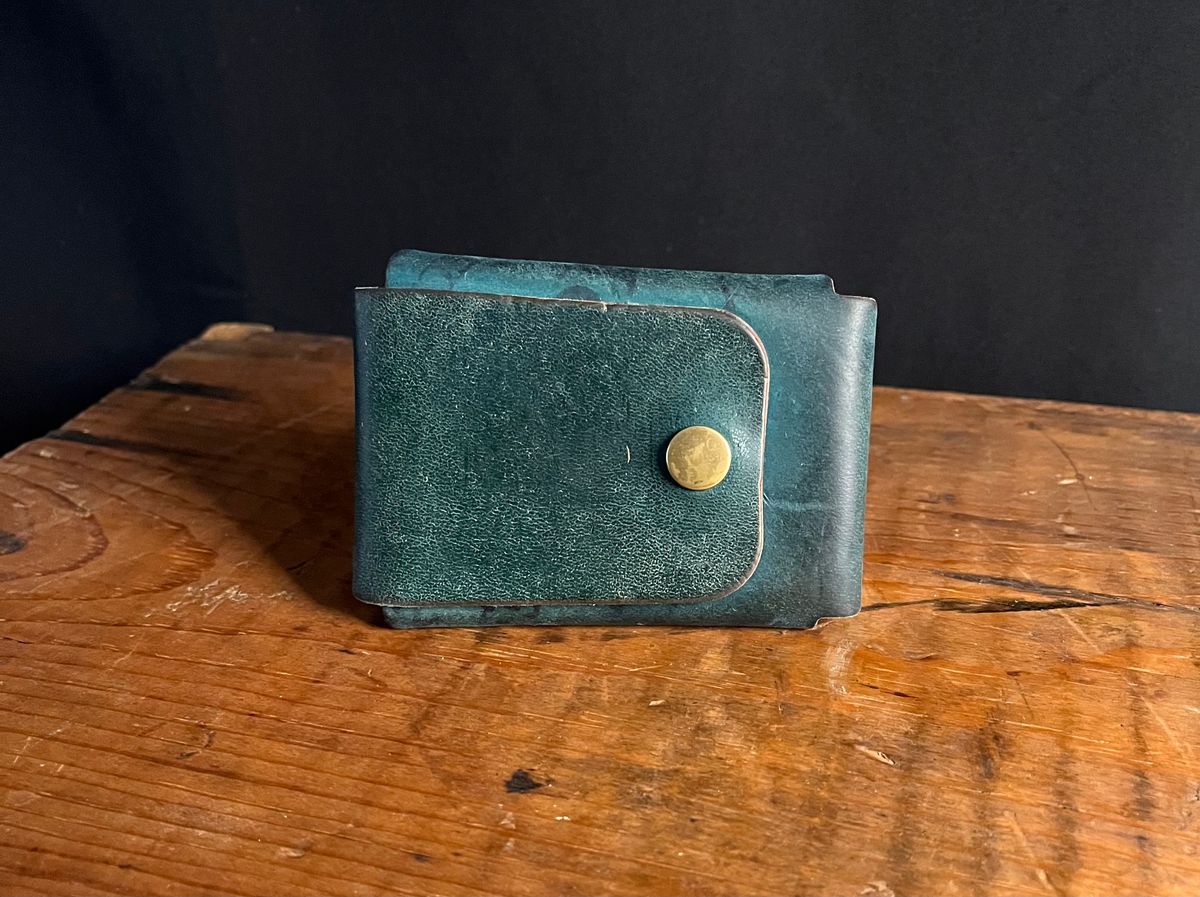 Photo by raw_indighoul on December 5, 2025 of the Neilson Leather Co Stitchless Wallet in Horween Navy Shell Cordovan.