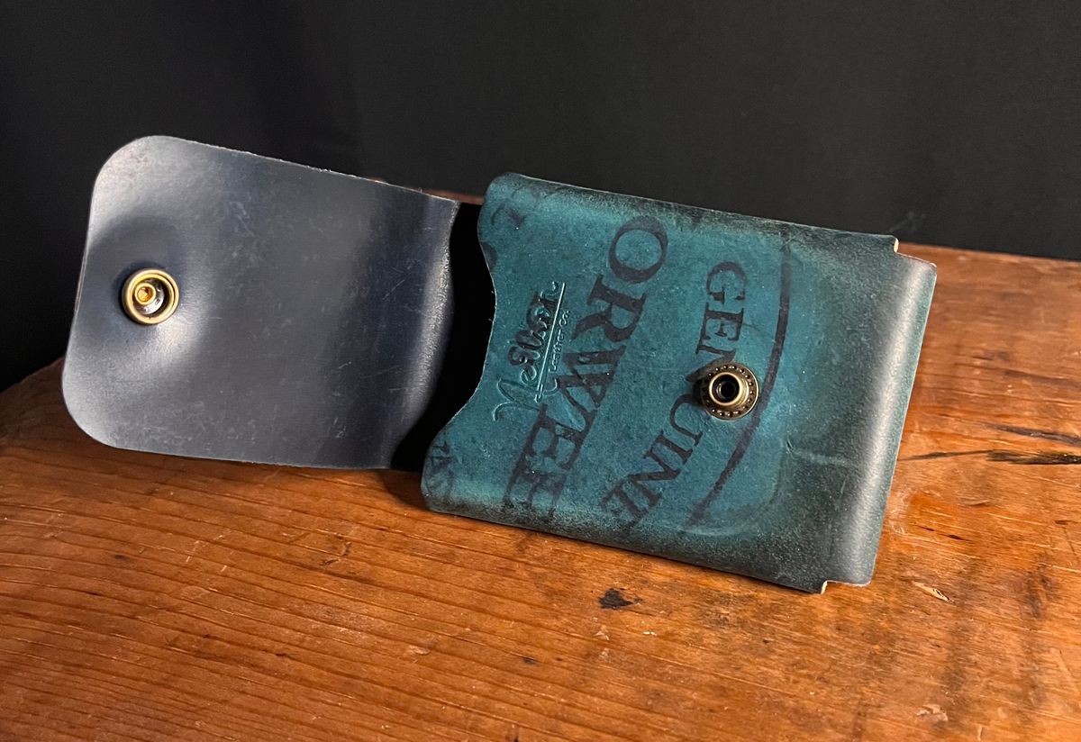 Photo by raw_indighoul on December 5, 2025 of the Neilson Leather Co Stitchless Wallet in Horween Navy Shell Cordovan.