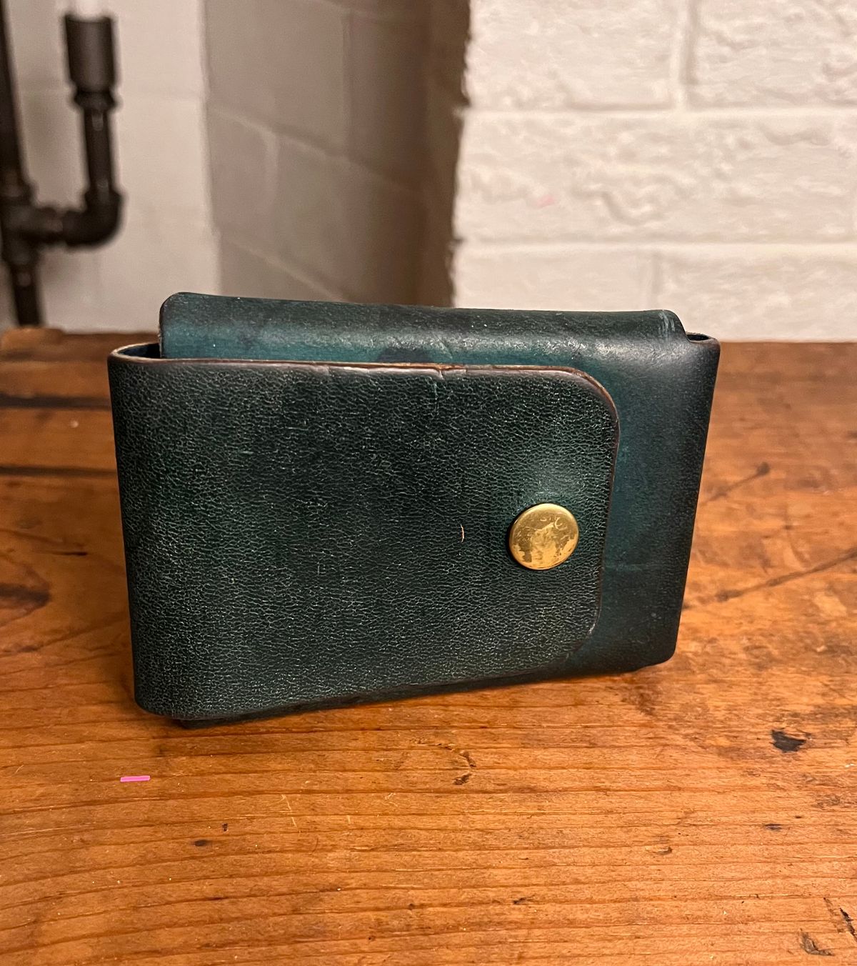 Photo by raw_indighoul on January 6, 2026 of the Neilson Leather Co Stitchless Wallet in Horween Navy Shell Cordovan.