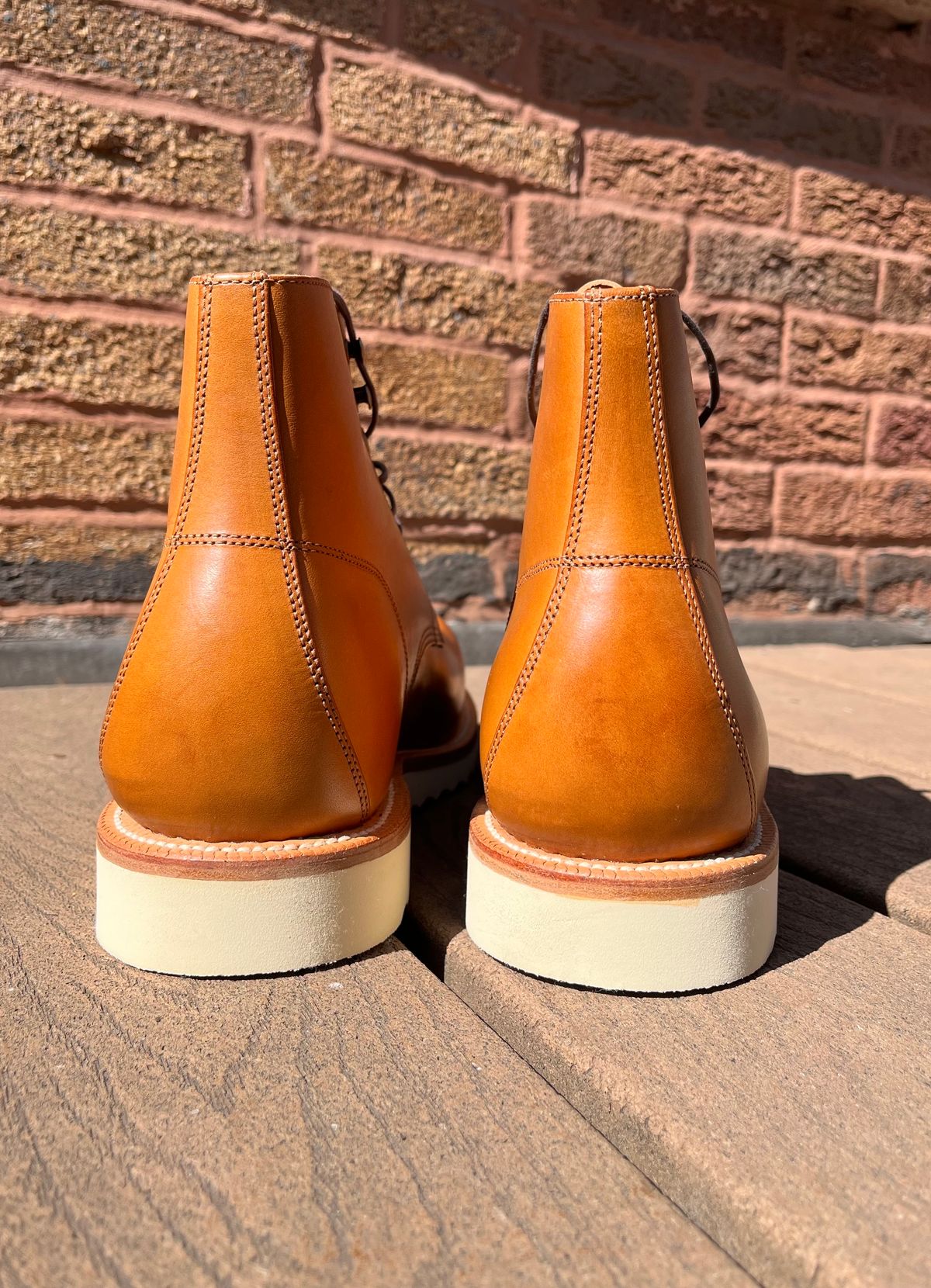 Photo by raw_indighoul on October 1, 2023 of the Grant Stone Brass Boot in Badalassi Carlo Saddle Tan Minerva.