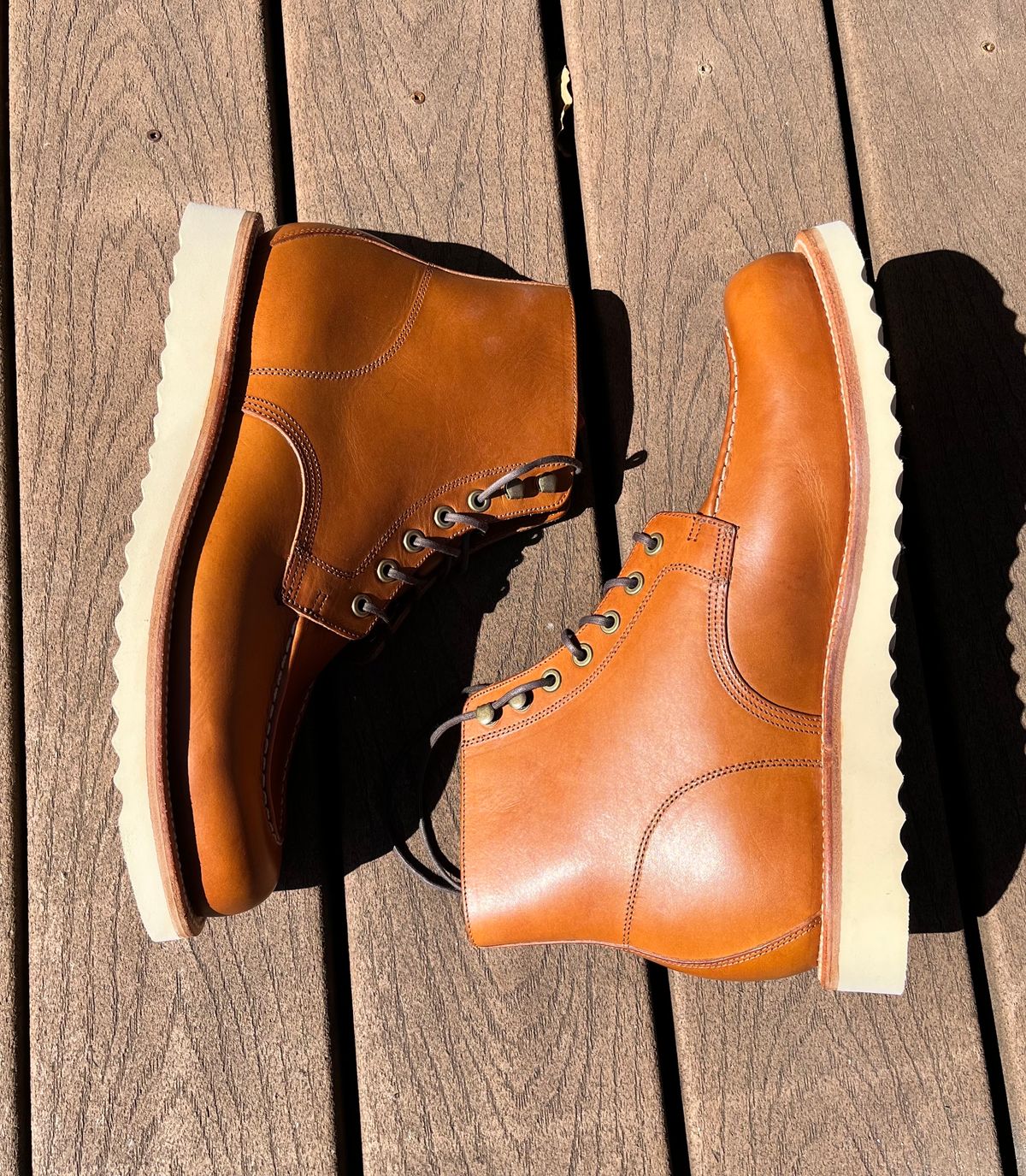 Photo by raw_indighoul on October 1, 2023 of the Grant Stone Brass Boot in Badalassi Carlo Saddle Tan Minerva.