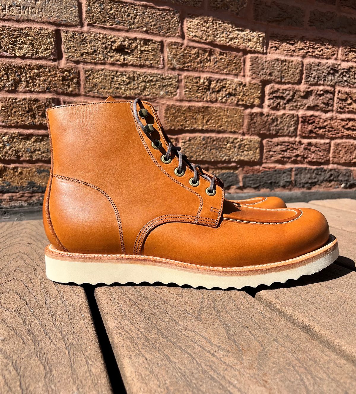 Photo by raw_indighoul on October 1, 2023 of the Grant Stone Brass Boot in Badalassi Carlo Saddle Tan Minerva.