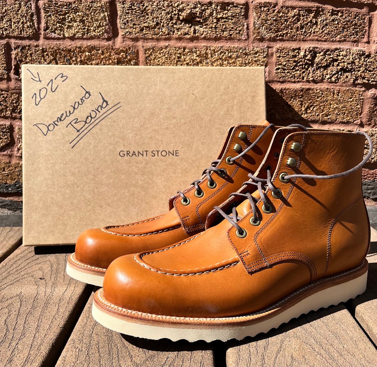 Photo by raw_indighoul on October 1, 2023 of the Grant Stone Brass Boot in Badalassi Carlo Saddle Tan Minerva.