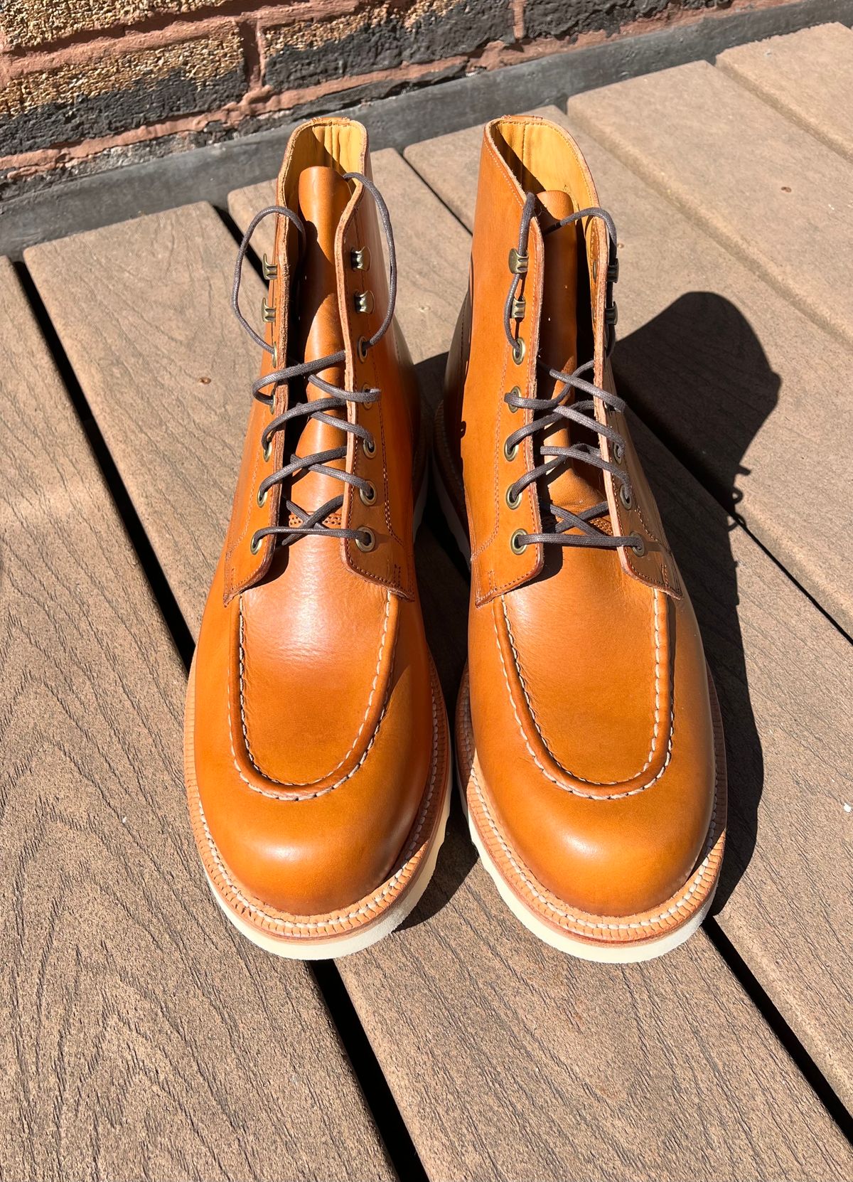 Photo by raw_indighoul on October 1, 2023 of the Grant Stone Brass Boot in Badalassi Carlo Saddle Tan Minerva.