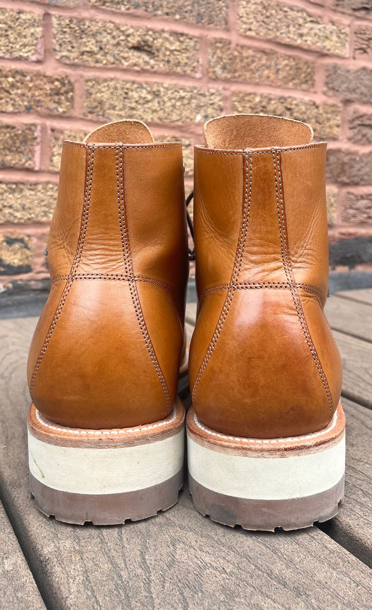 Photo by raw_indighoul on November 3, 2023 of the Grant Stone Brass Boot in Badalassi Carlo Saddle Tan Minerva.