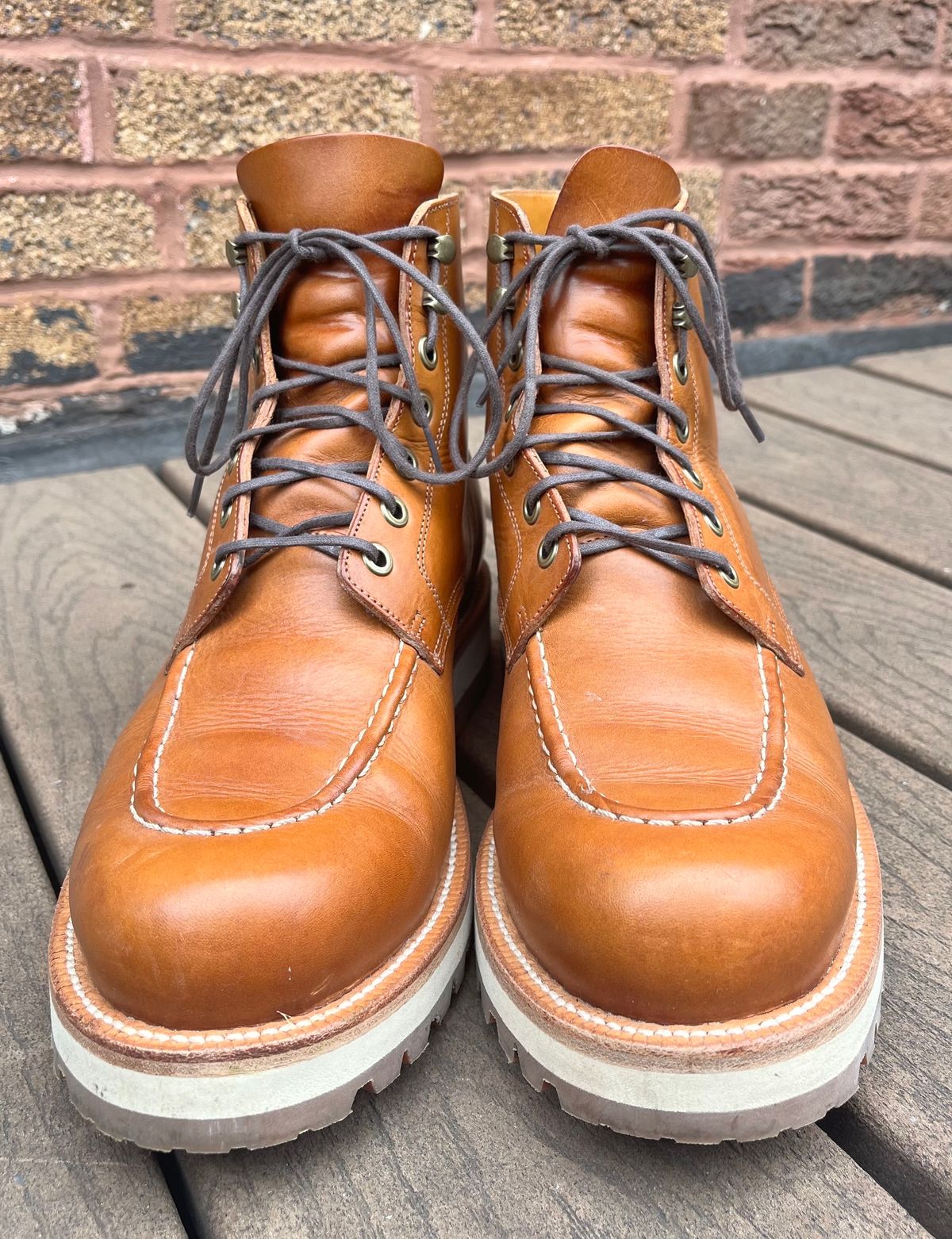 Photo by raw_indighoul on November 3, 2023 of the Grant Stone Brass Boot in Badalassi Carlo Saddle Tan Minerva.