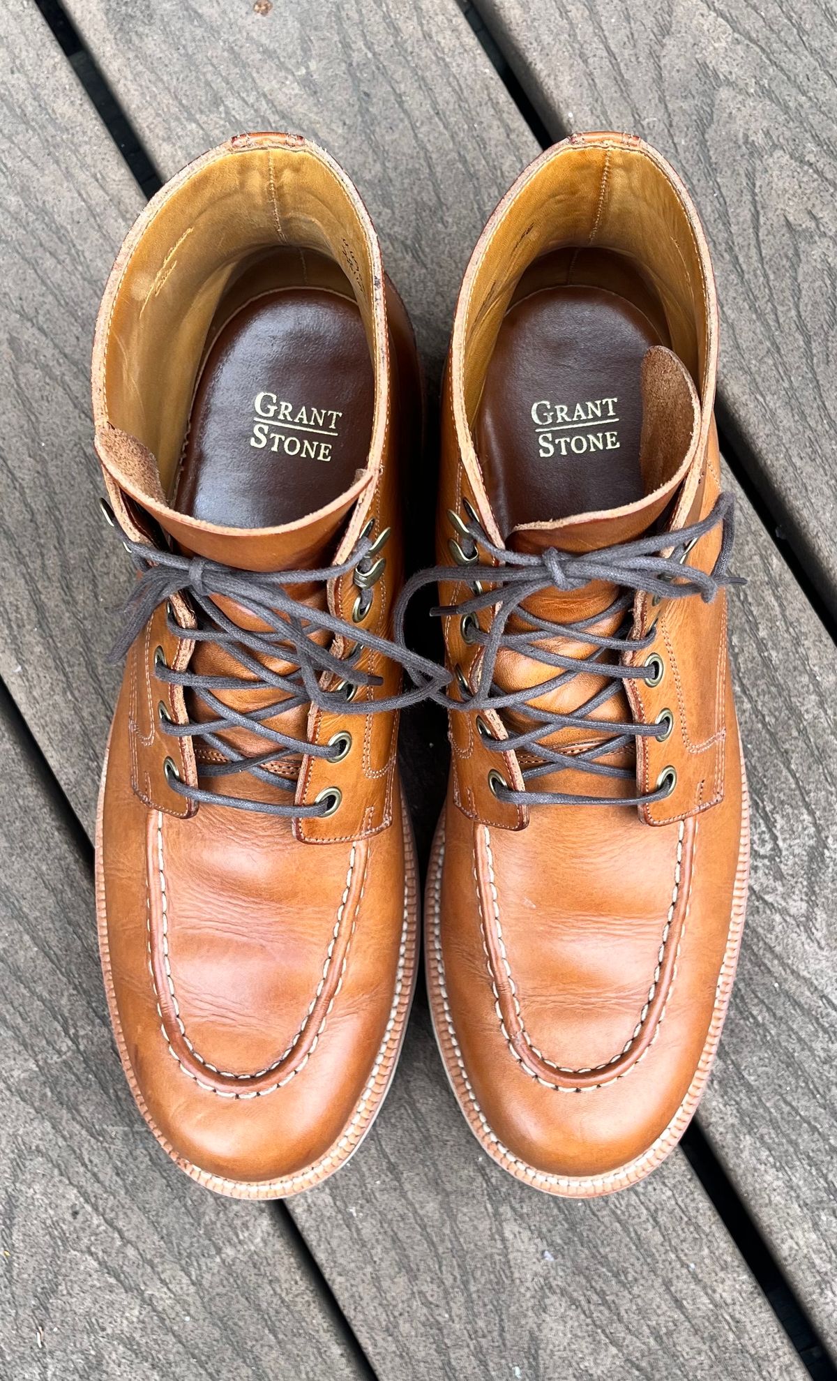 Photo by raw_indighoul on November 3, 2023 of the Grant Stone Brass Boot in Badalassi Carlo Saddle Tan Minerva.