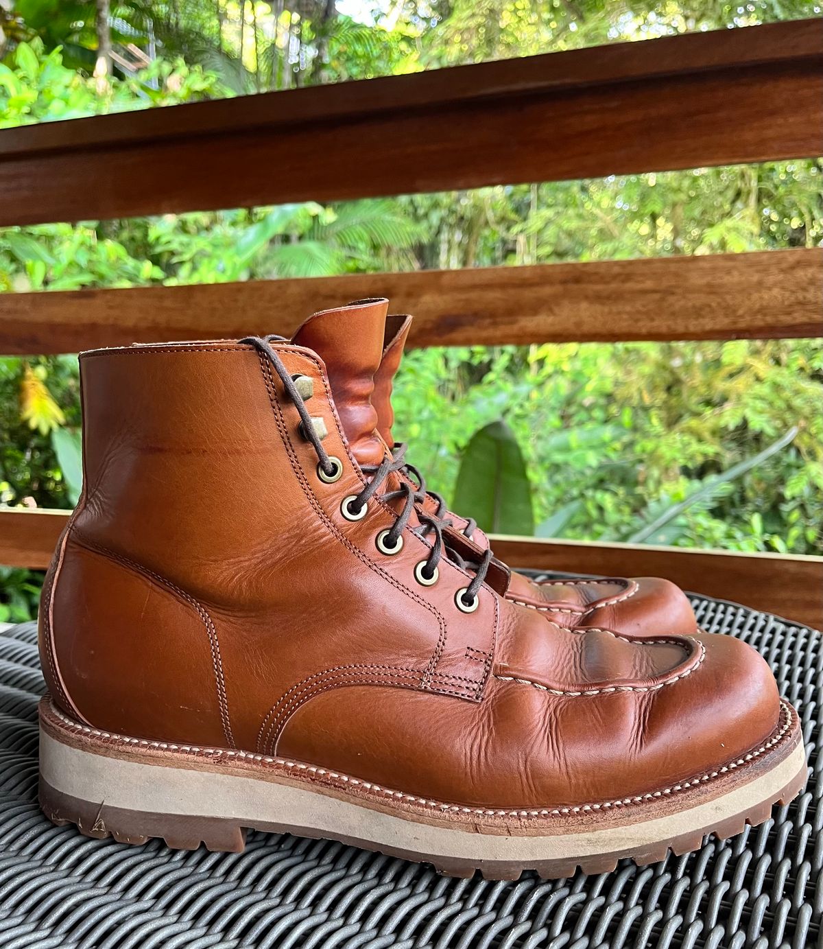 Photo by raw_indighoul on December 2, 2023 of the Grant Stone Brass Boot in Badalassi Carlo Saddle Tan Minerva.