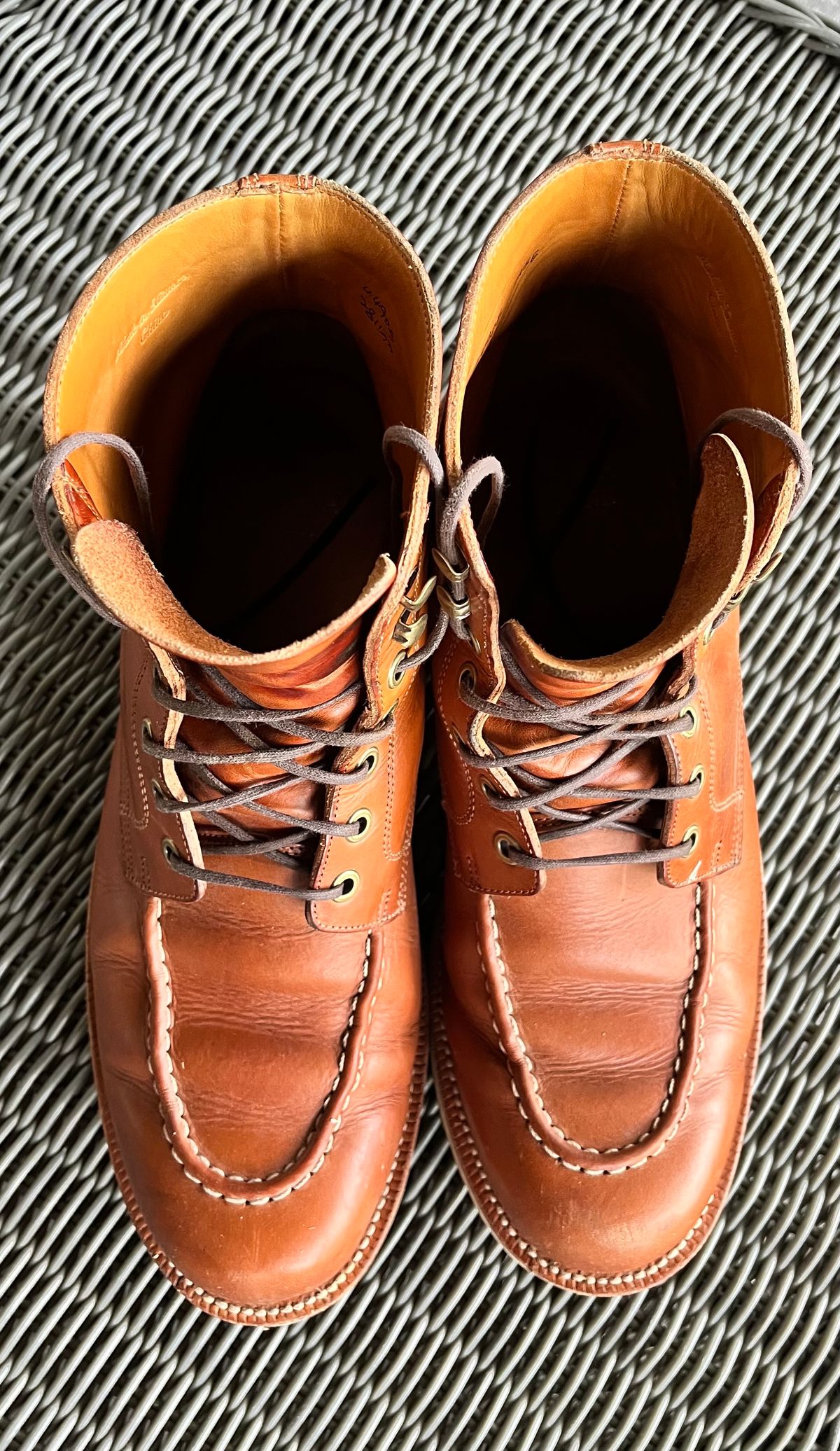 Photo by raw_indighoul on December 2, 2023 of the Grant Stone Brass Boot in Badalassi Carlo Saddle Tan Minerva.