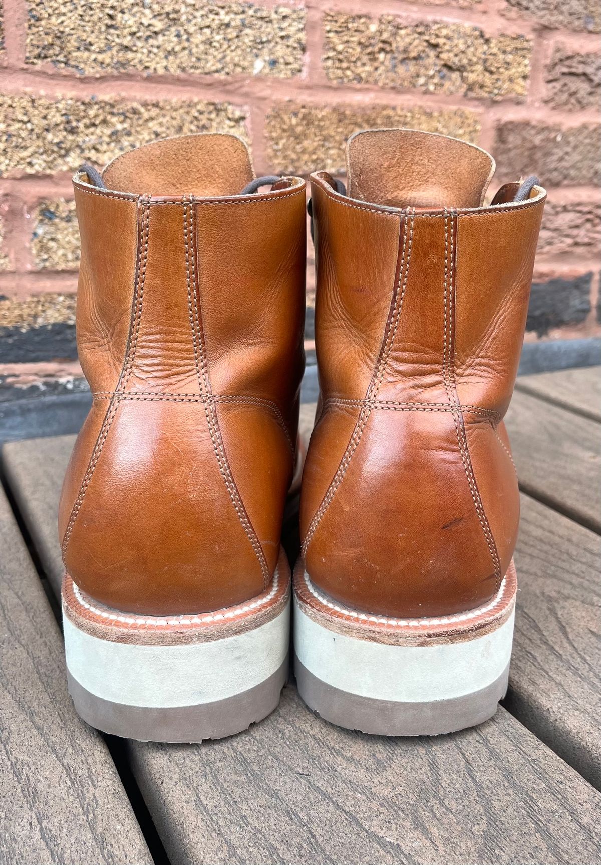 Photo by raw_indighoul on January 4, 2024 of the Grant Stone Brass Boot in Badalassi Carlo Saddle Tan Minerva.