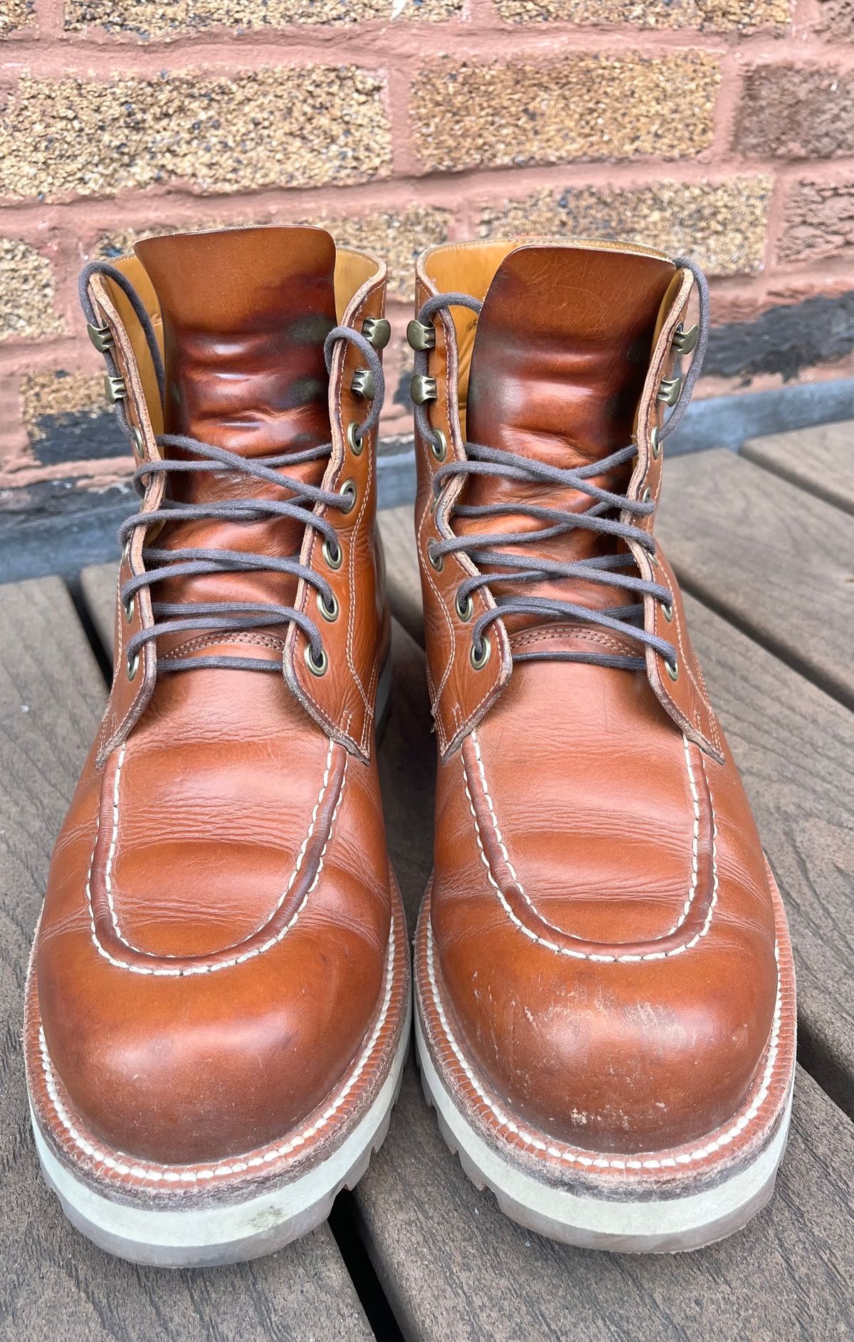 Photo by raw_indighoul on January 4, 2024 of the Grant Stone Brass Boot in Badalassi Carlo Saddle Tan Minerva.