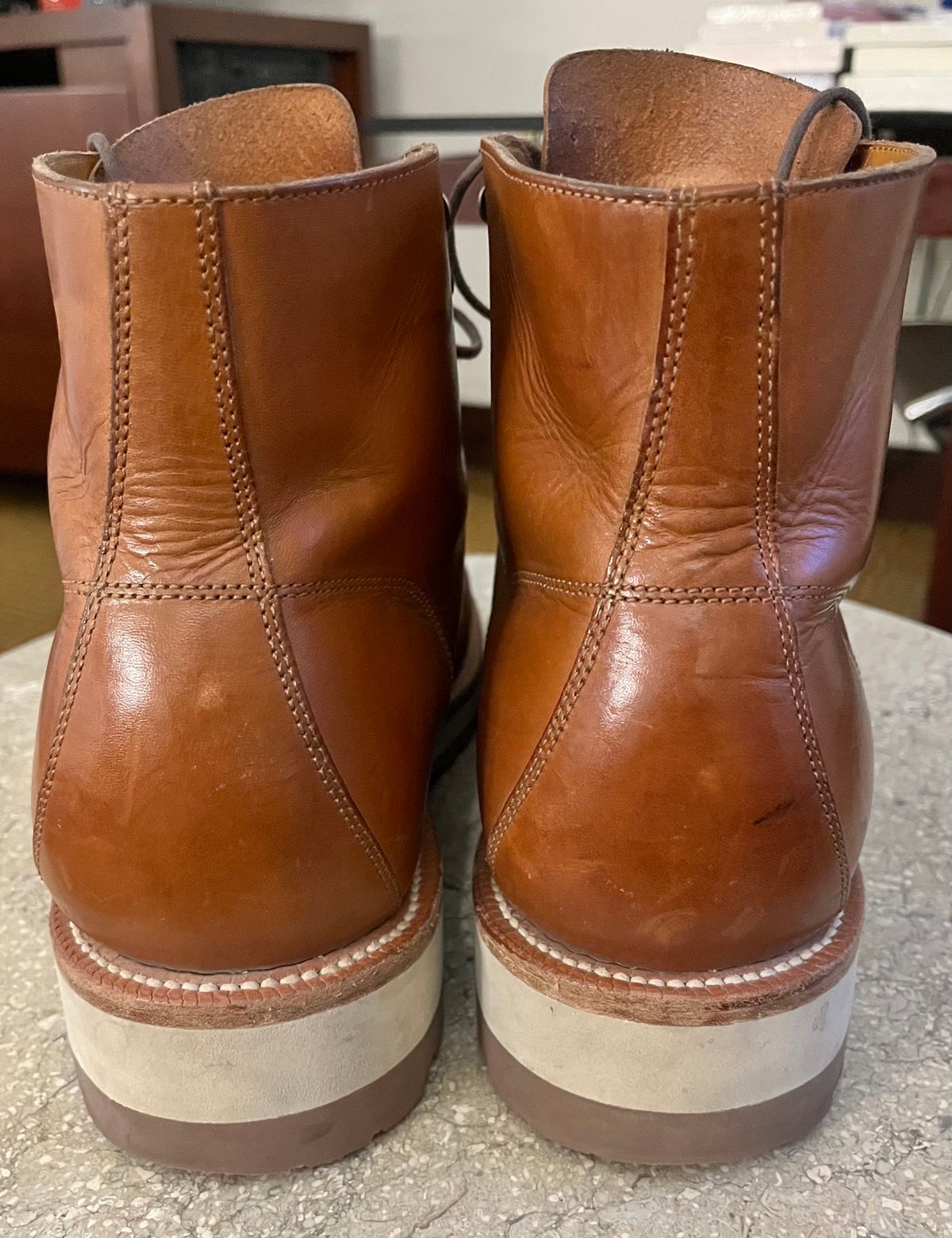 Photo by raw_indighoul on February 5, 2024 of the Grant Stone Brass Boot in Badalassi Carlo Saddle Tan Minerva.