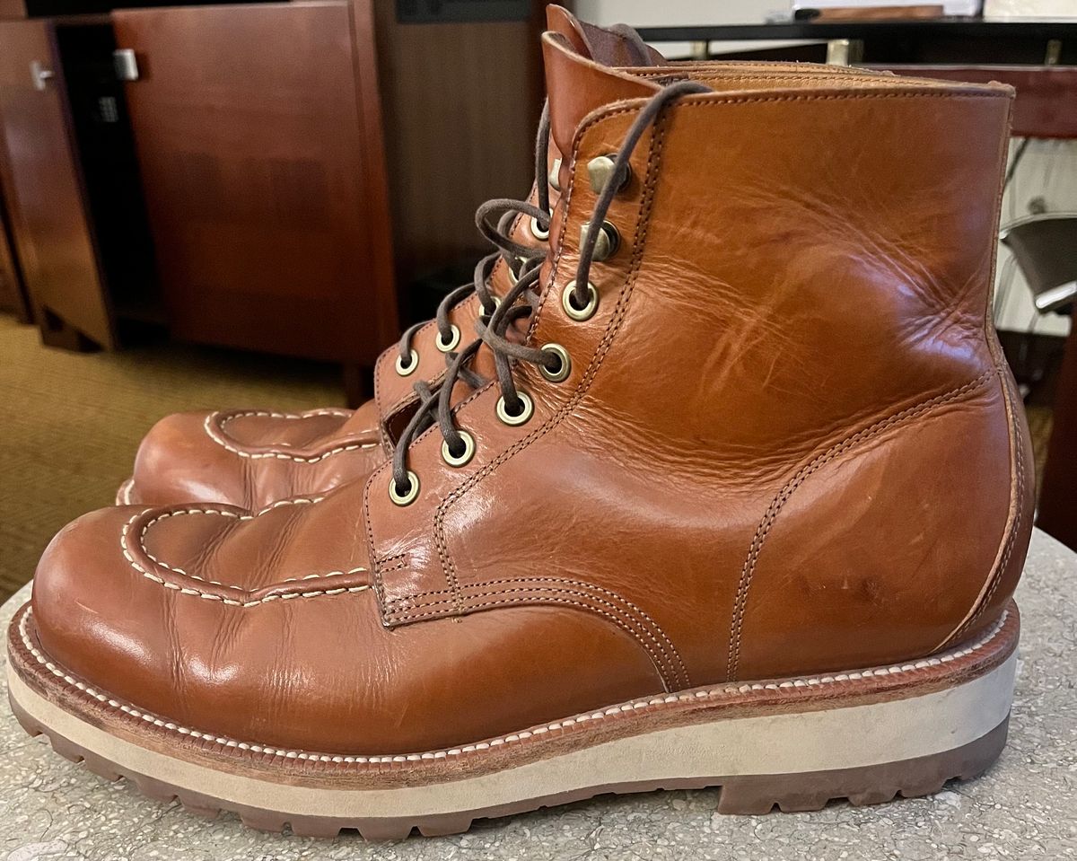 Photo by raw_indighoul on February 5, 2024 of the Grant Stone Brass Boot in Badalassi Carlo Saddle Tan Minerva.