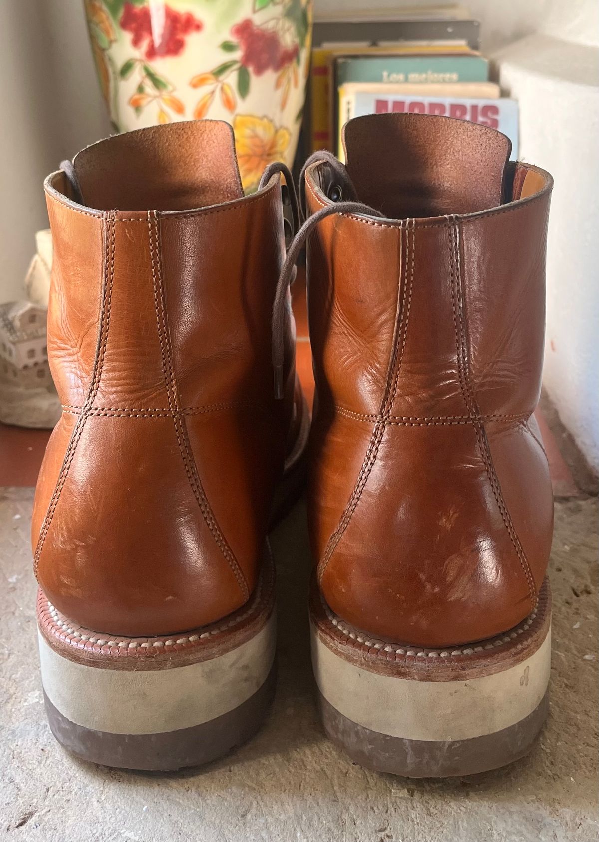 Photo by raw_indighoul on March 5, 2024 of the Grant Stone Brass Boot in Badalassi Carlo Saddle Tan Minerva.