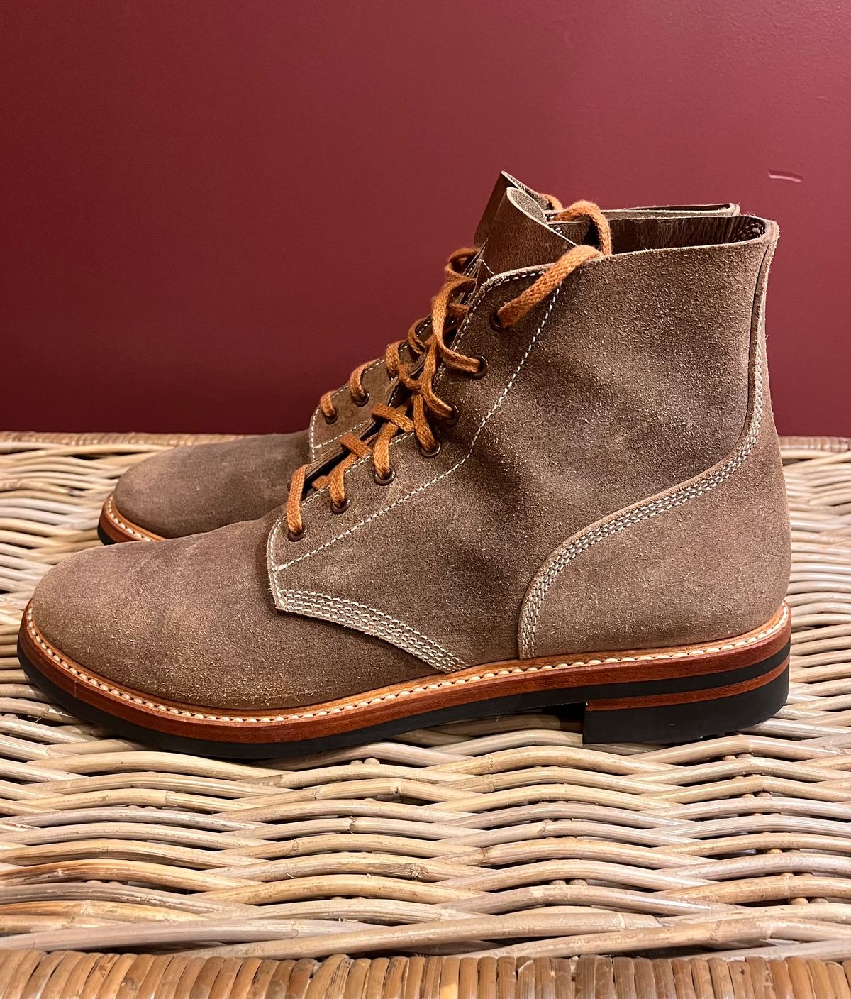 Photo by raw_indighoul on November 4, 2024 of the John Lofgren M-43 Service Shoes in Horween Natural Chromexcel Roughout.