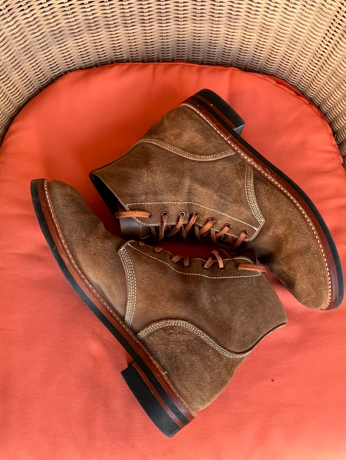 Photo by raw_indighoul on January 4, 2025 of the John Lofgren M-43 Service Shoes in Horween Natural Chromexcel Roughout.